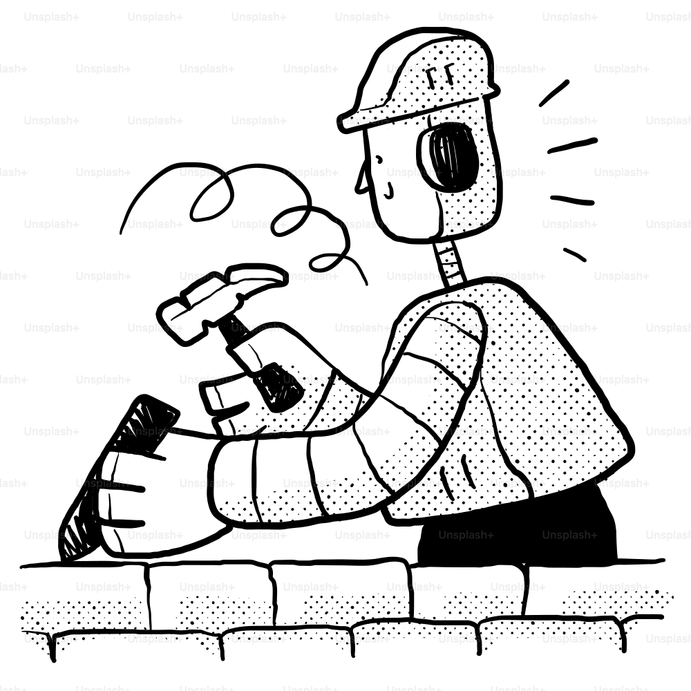 A drawing of a man with a bandaged arm