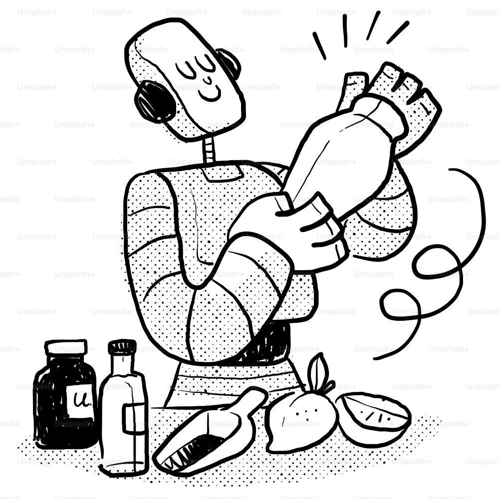 Un personaggio dei cartoni animati che tiene una bottiglia di medicine