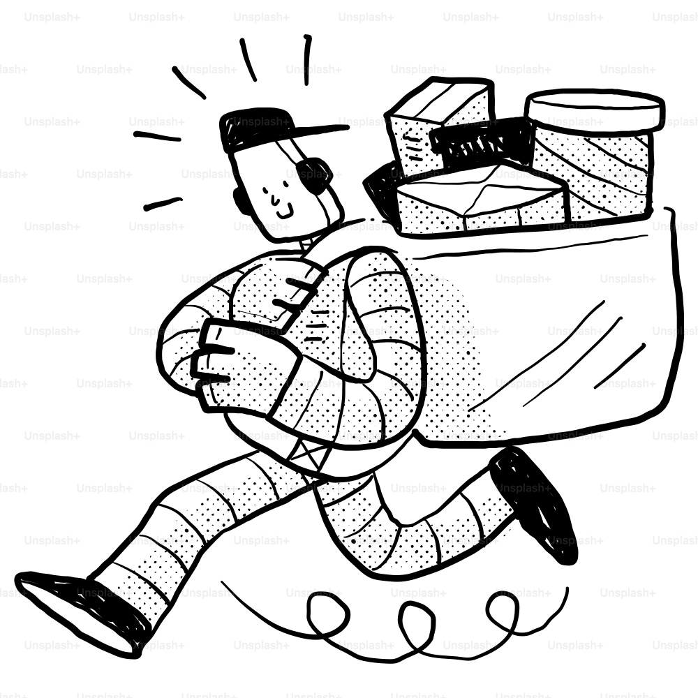 Un disegno di un uomo che porta una borsa vettoriale – Immagine di  Tecnologia su Unsplash, image size:3000x3000