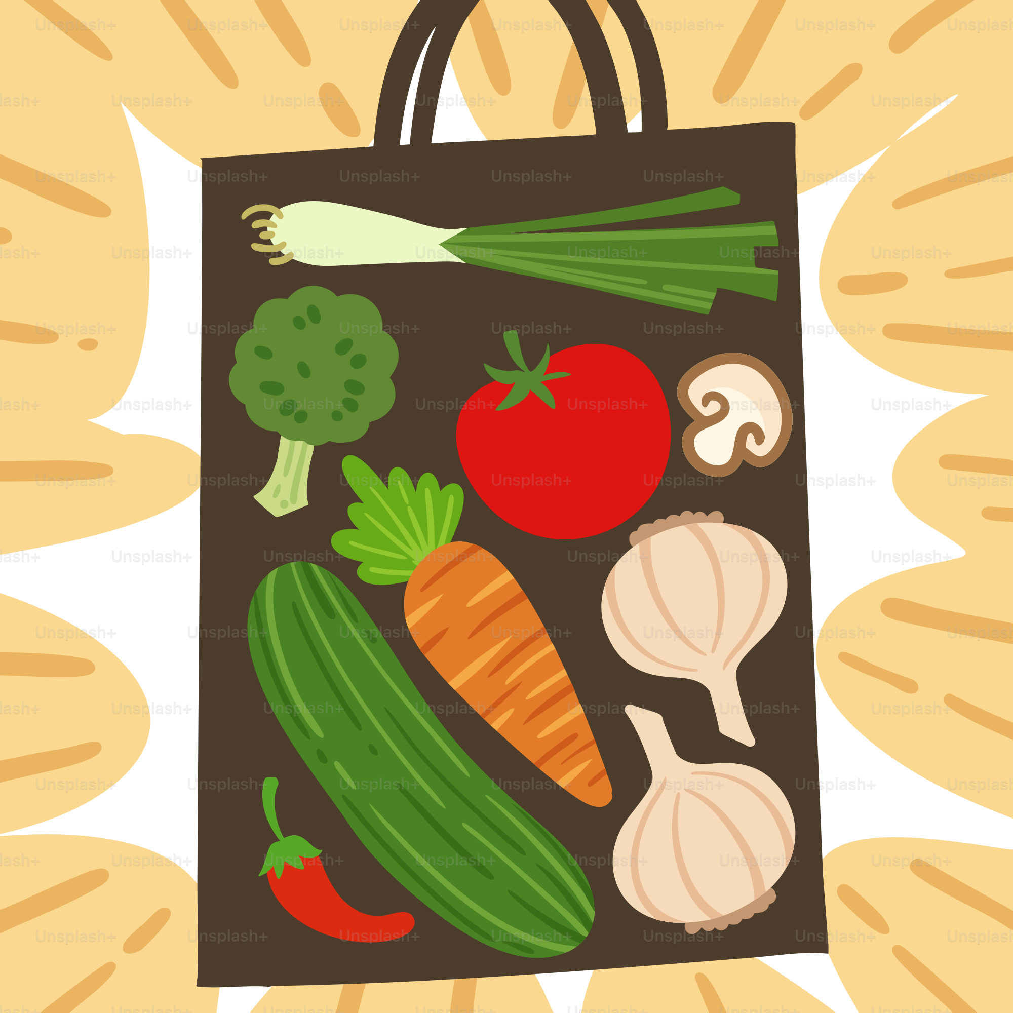 野菜が入った買い物袋