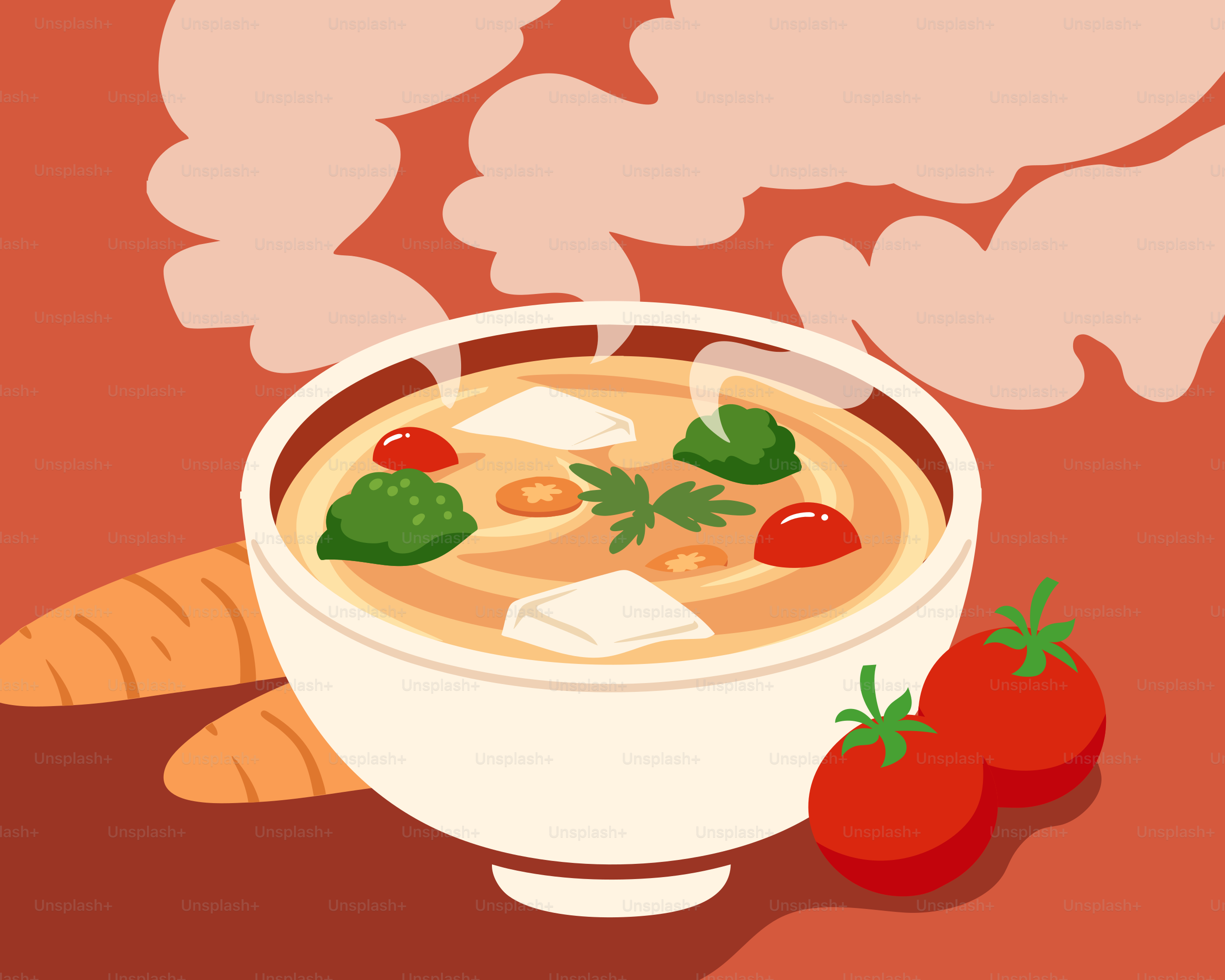 Un bol de soupe avec des carottes et des tomates
