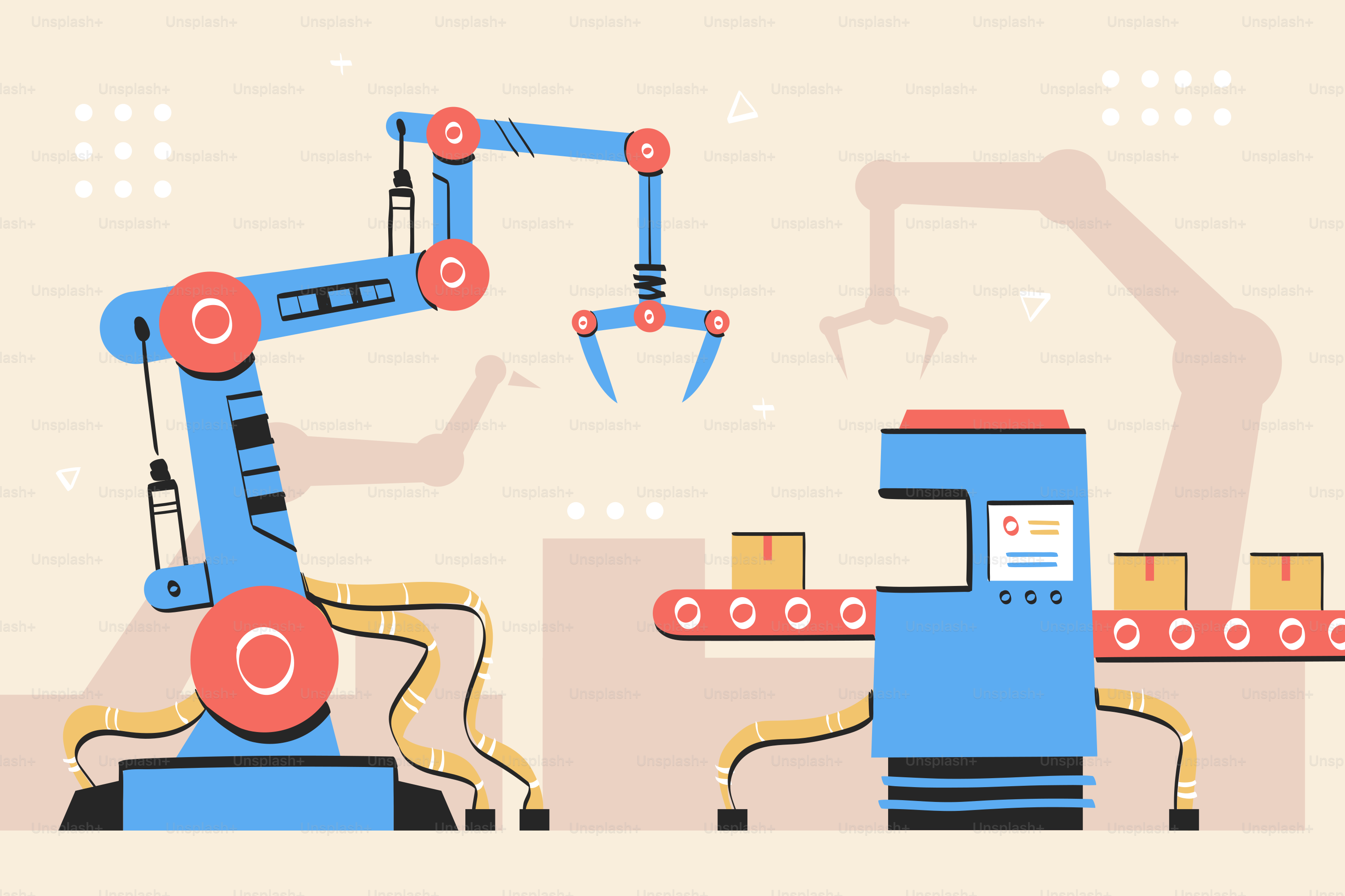 A picture of a robot working on a conveyor belt