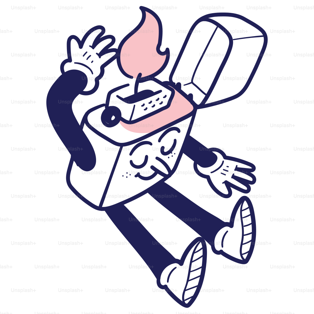 A cartoon character flying through the air