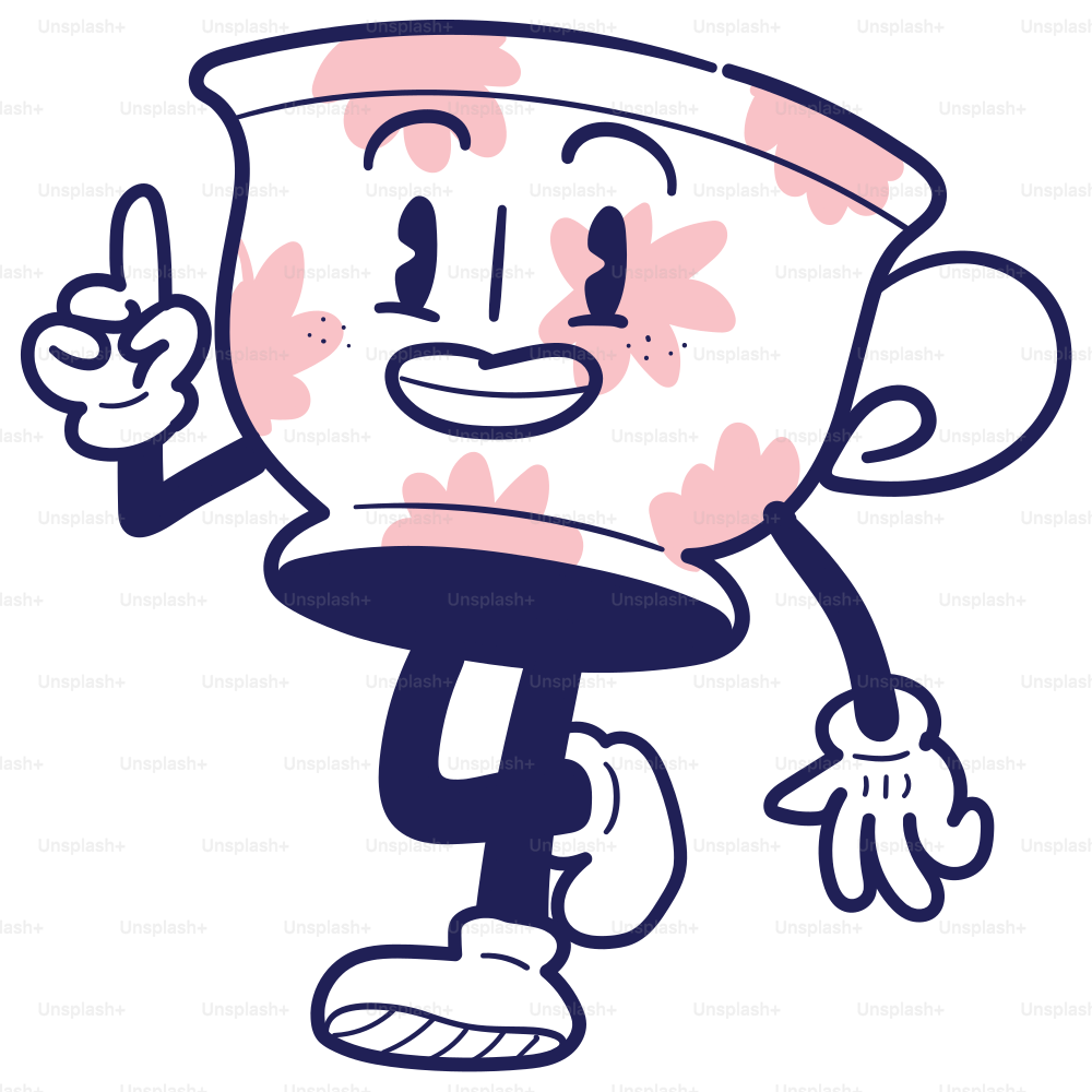 A drawing of a cartoon character holding a spoon