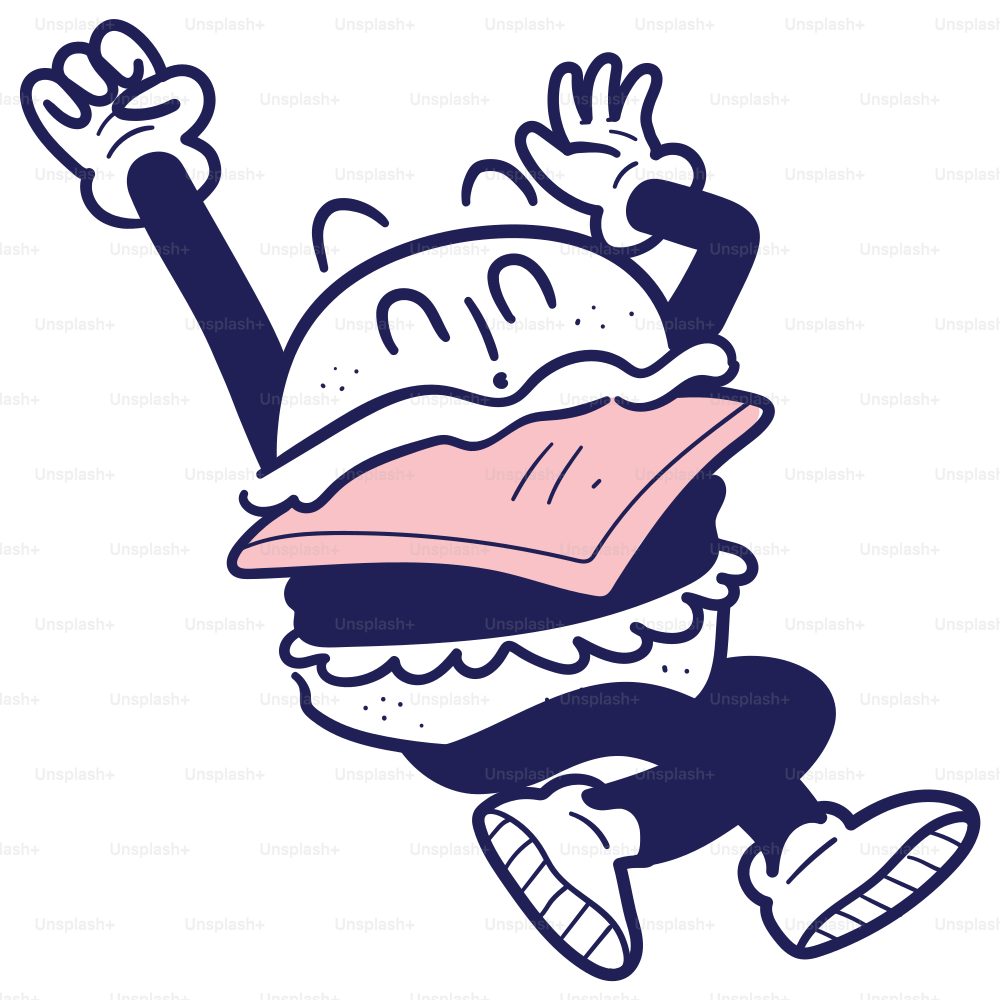 A cartoon character is jumping in the air