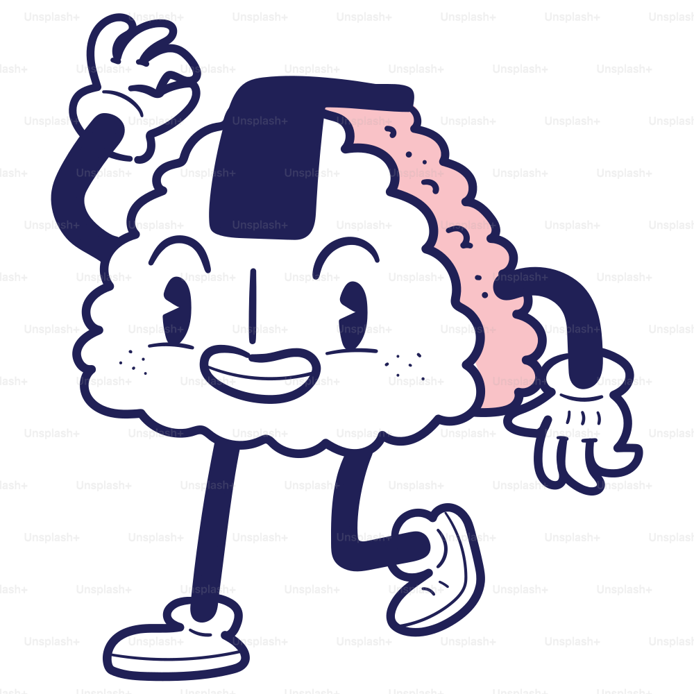 A cartoon of a brain holding a banana