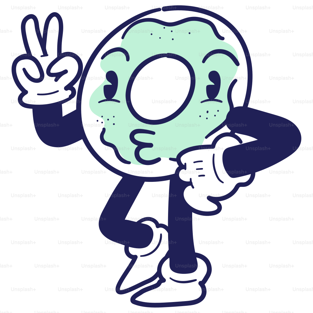 A cartoon character holding up a peace sign