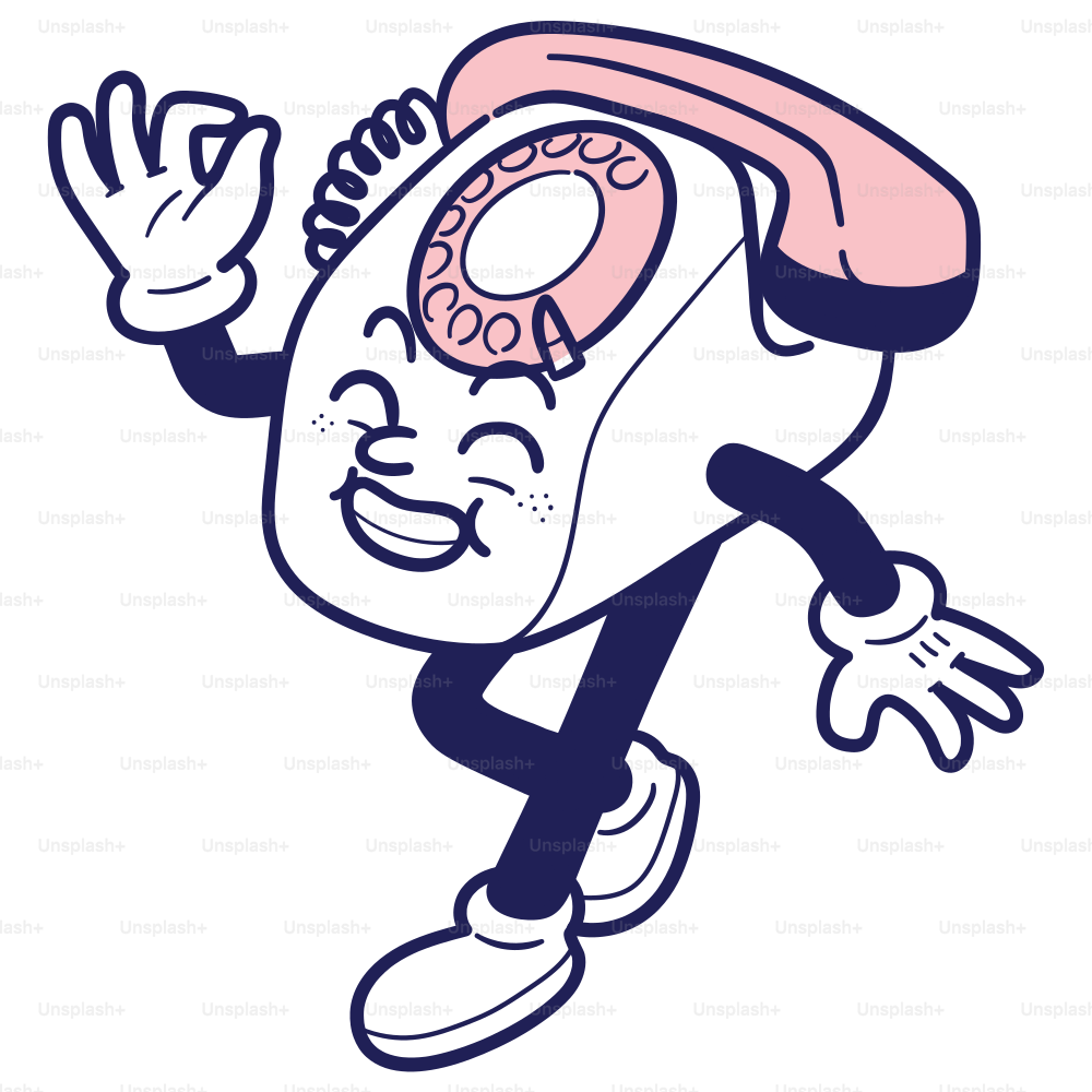 A cartoon character with a phone on his head