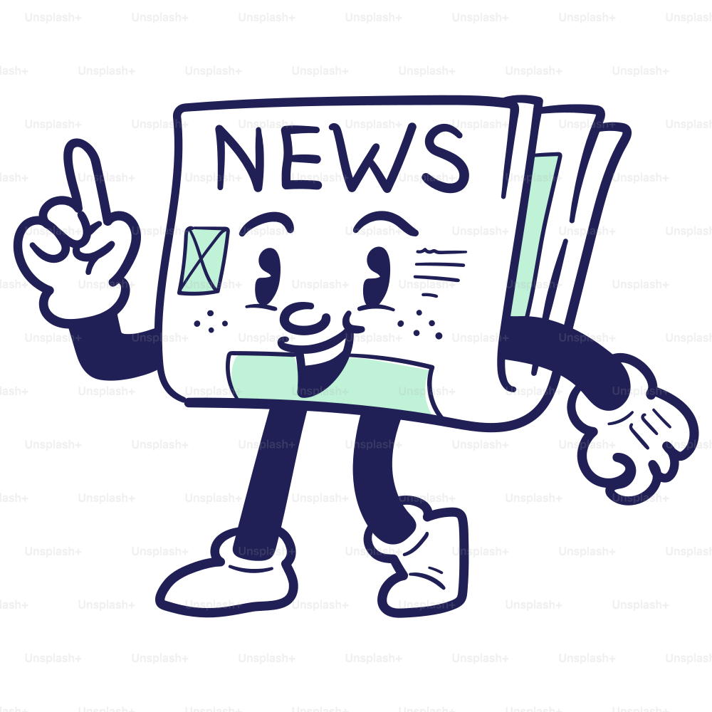 Un personaje de papel de noticias de dibujos animados que da un pulgar  hacia arriba vector – Imagen de Ilustración en Unsplash, image size:3000x3000