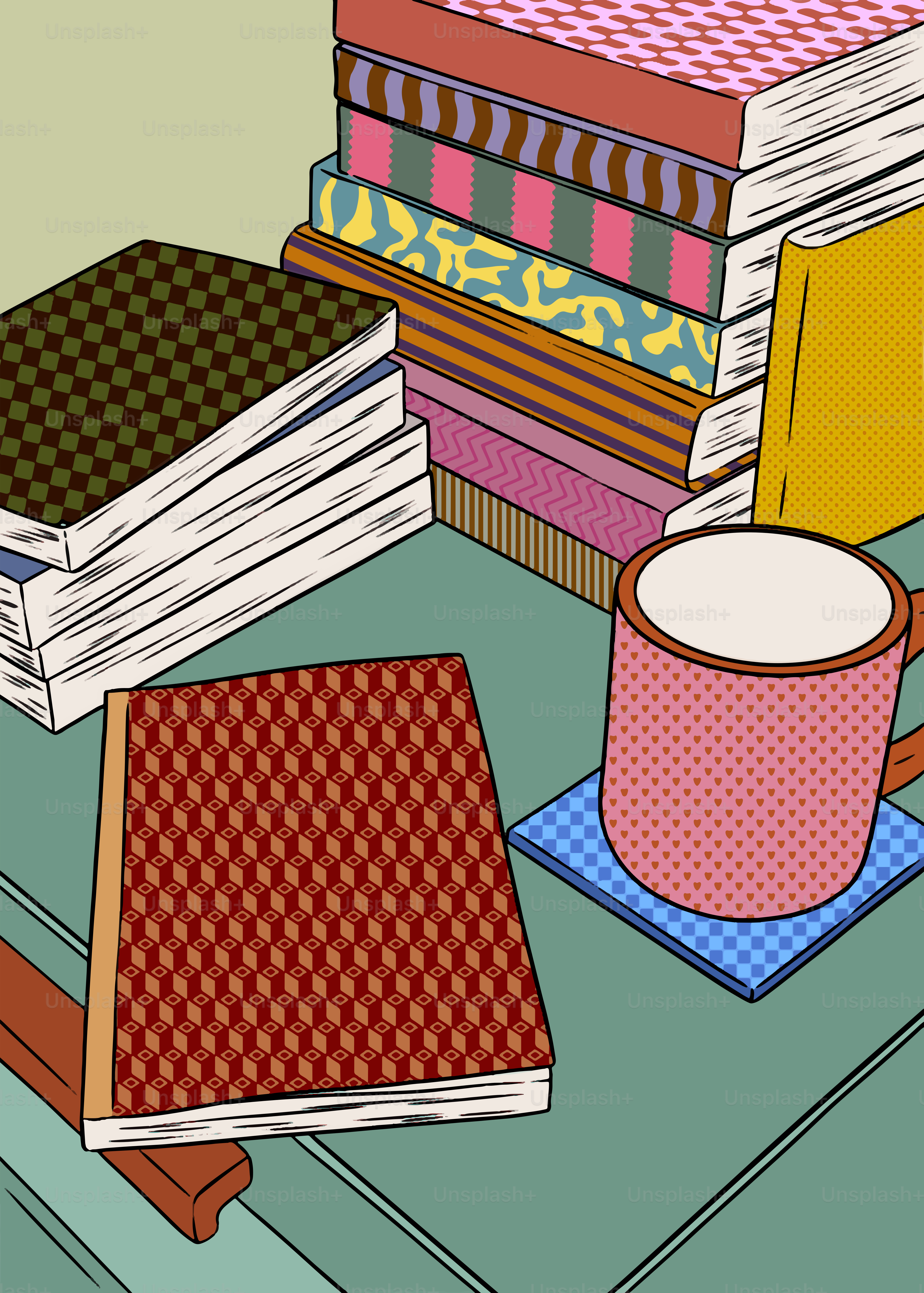 A stack of books sitting on top of a table