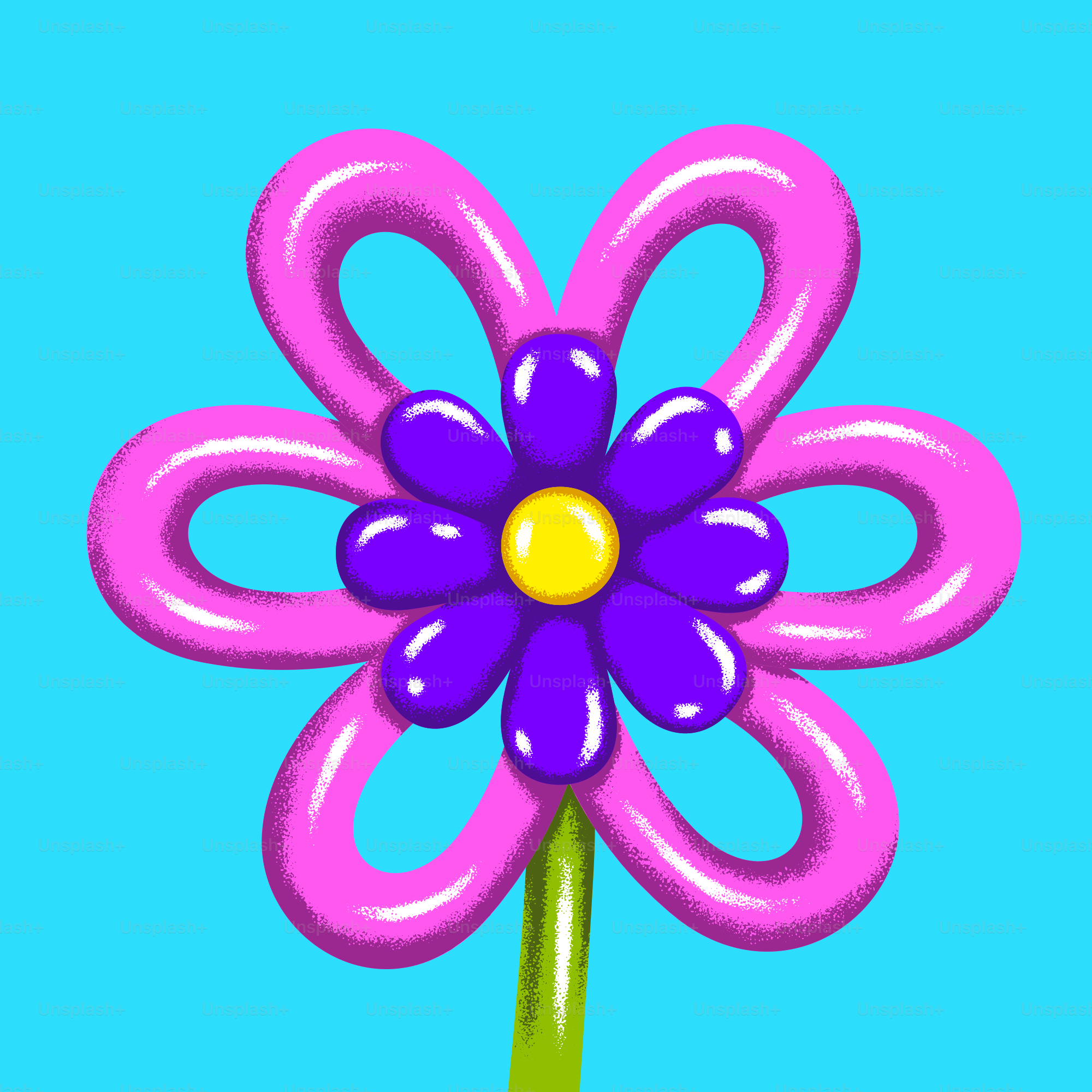 Uma flor rosa e roxa sobre um caule verde