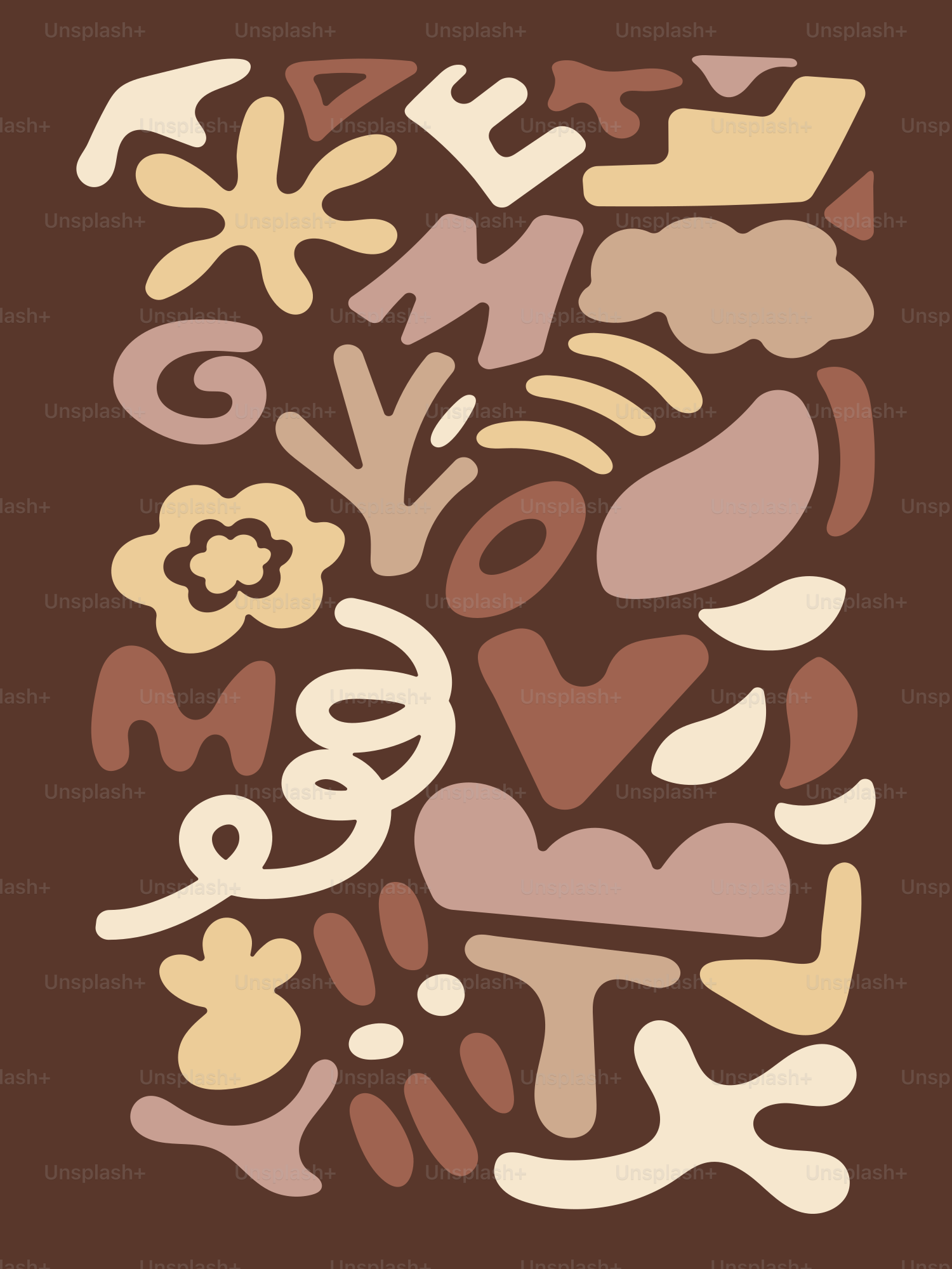 茶色の背景に文字と花が描かれた写真