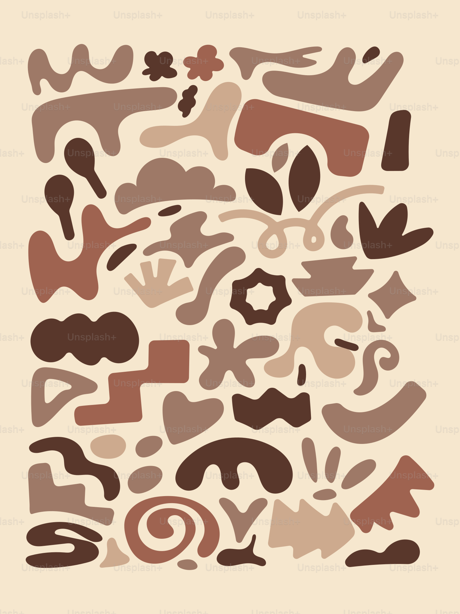 さまざまな形がたくさんある正方形の図