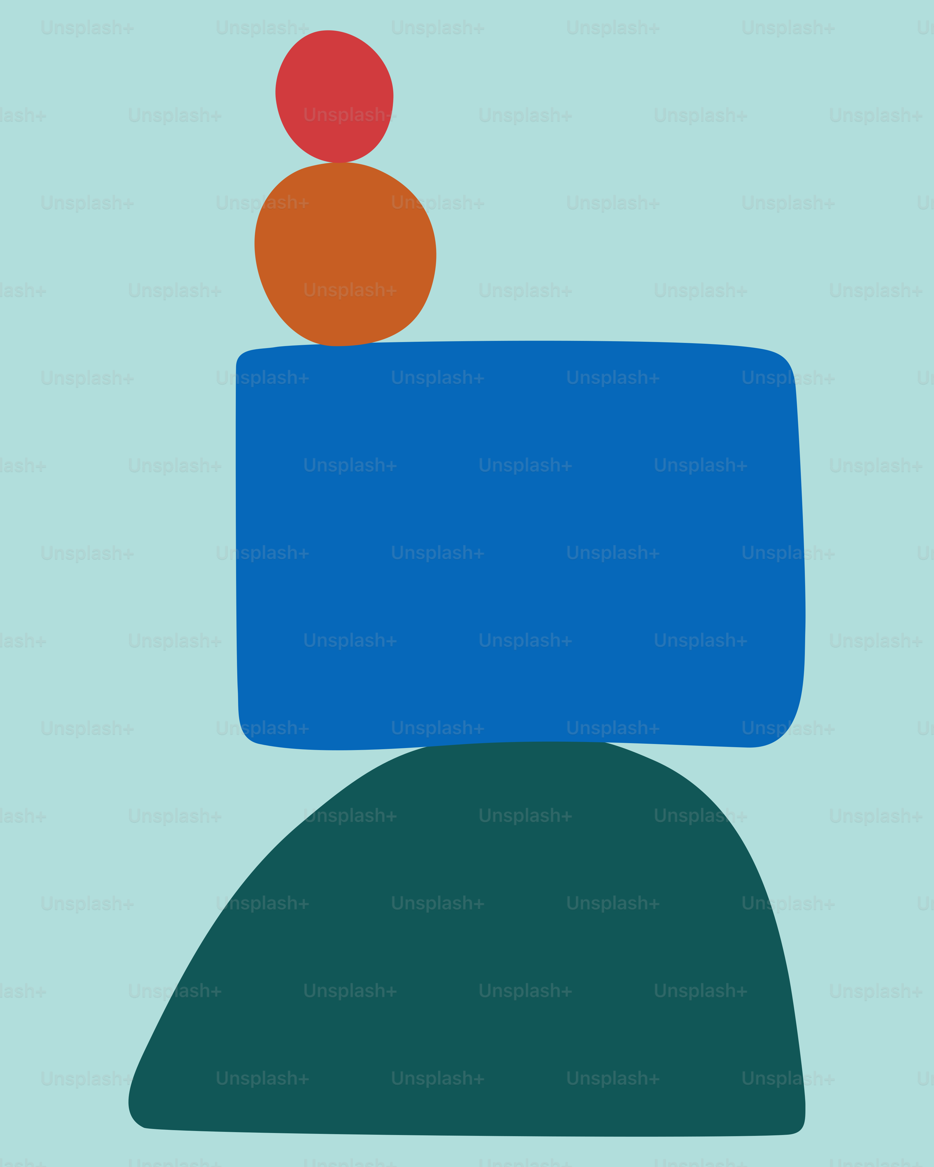 A blue and orange object with a red ball on top of it