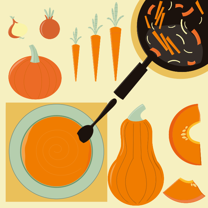 A picture of a plate of food with a magnifying glass