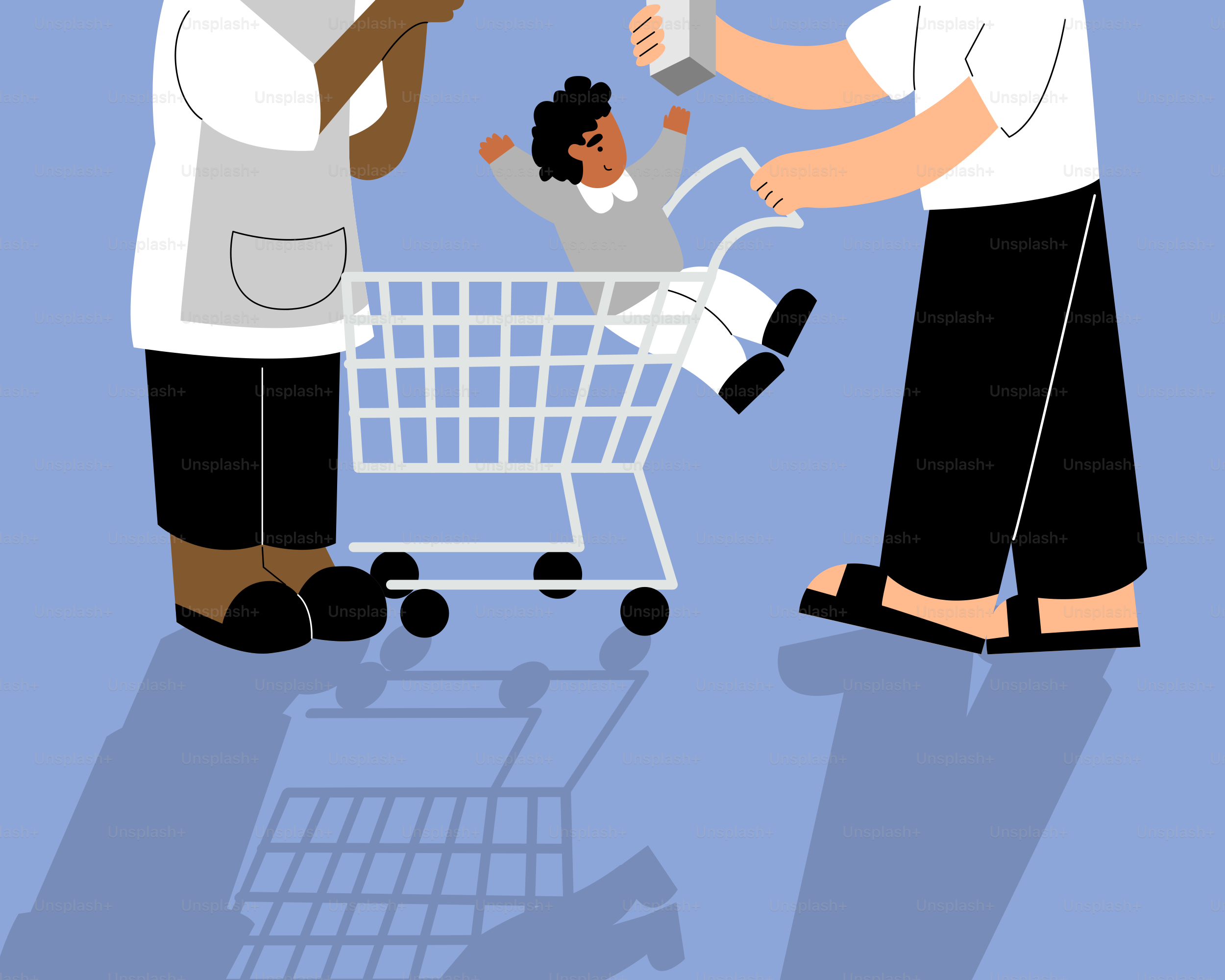 A woman pushing a baby in a shopping cart vector – Family Image on Unsplash, image size:3000x2400