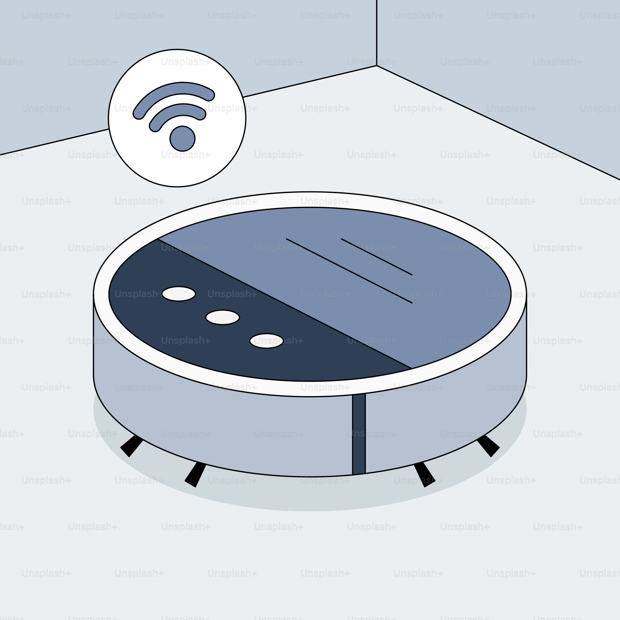 A room with a round object on the floor