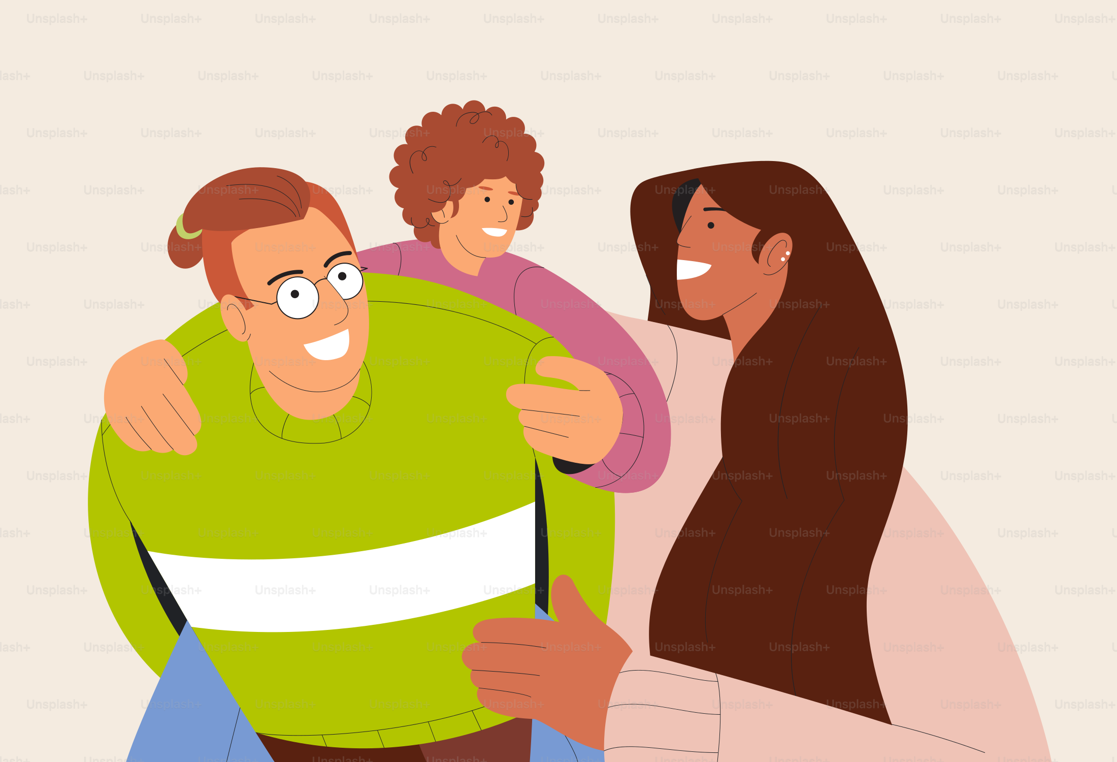 A group of people standing around each other