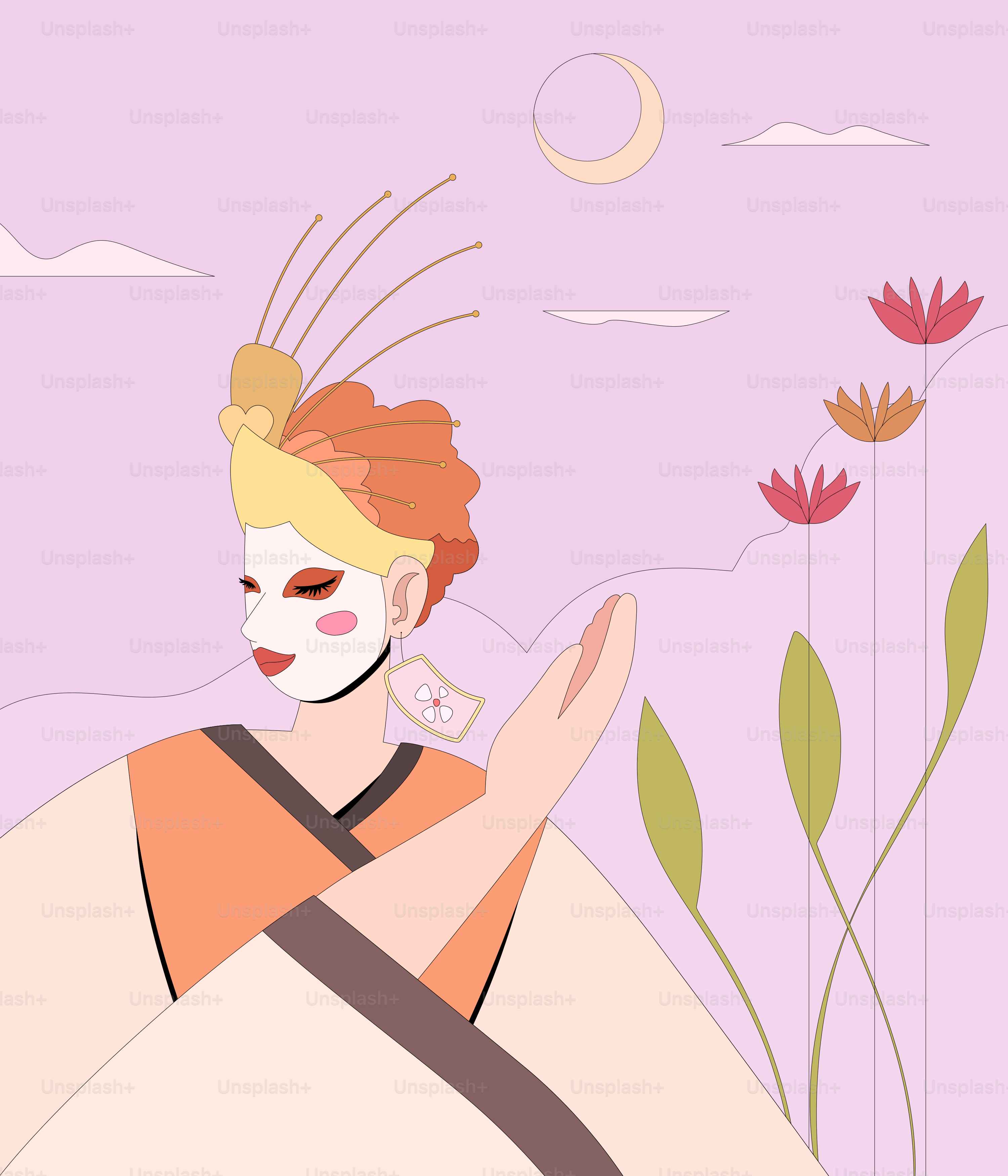 A woman in a kimono holding a cell phone