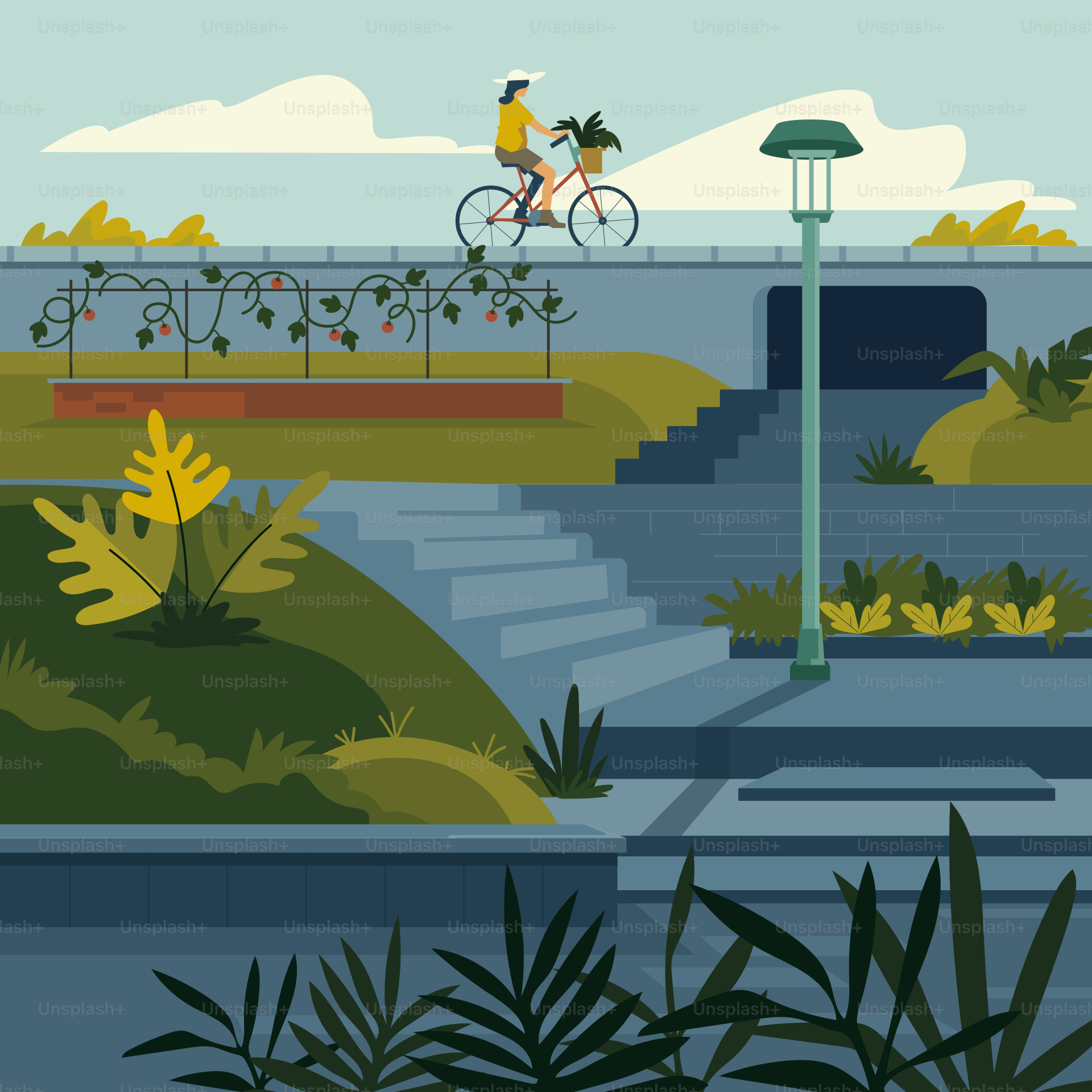 Un homme traversant à vélo un pont au-dessus d’une rivière