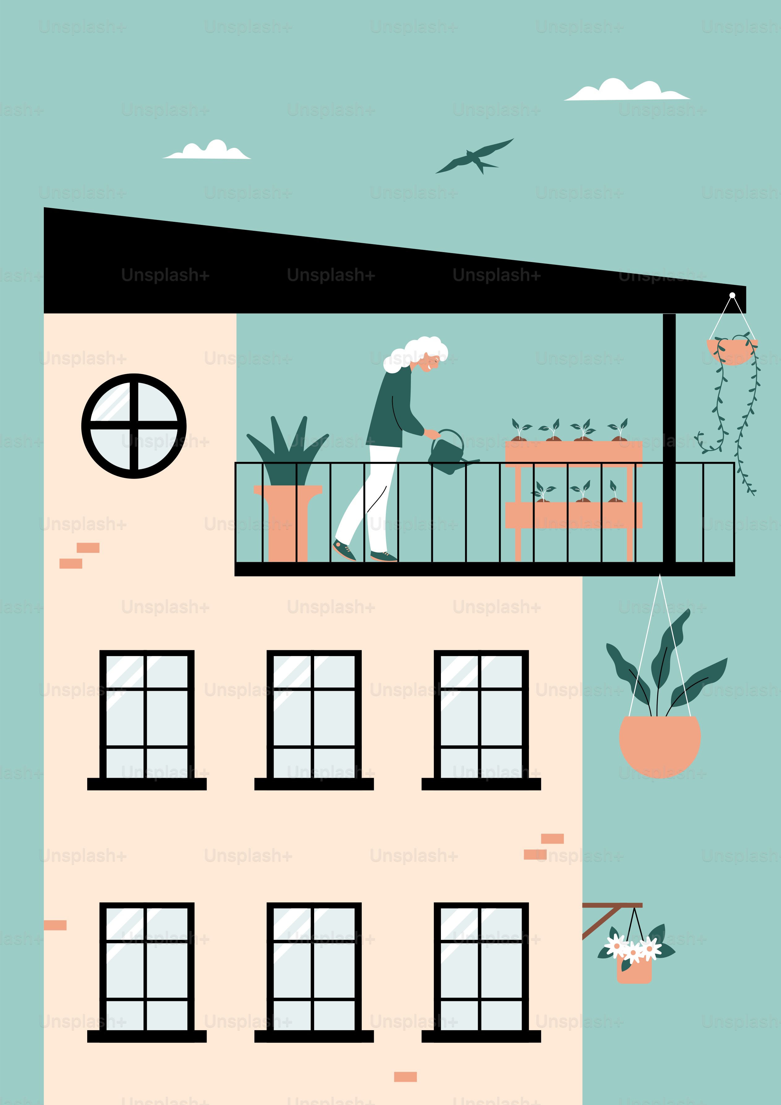 A building with a person on the balcony
