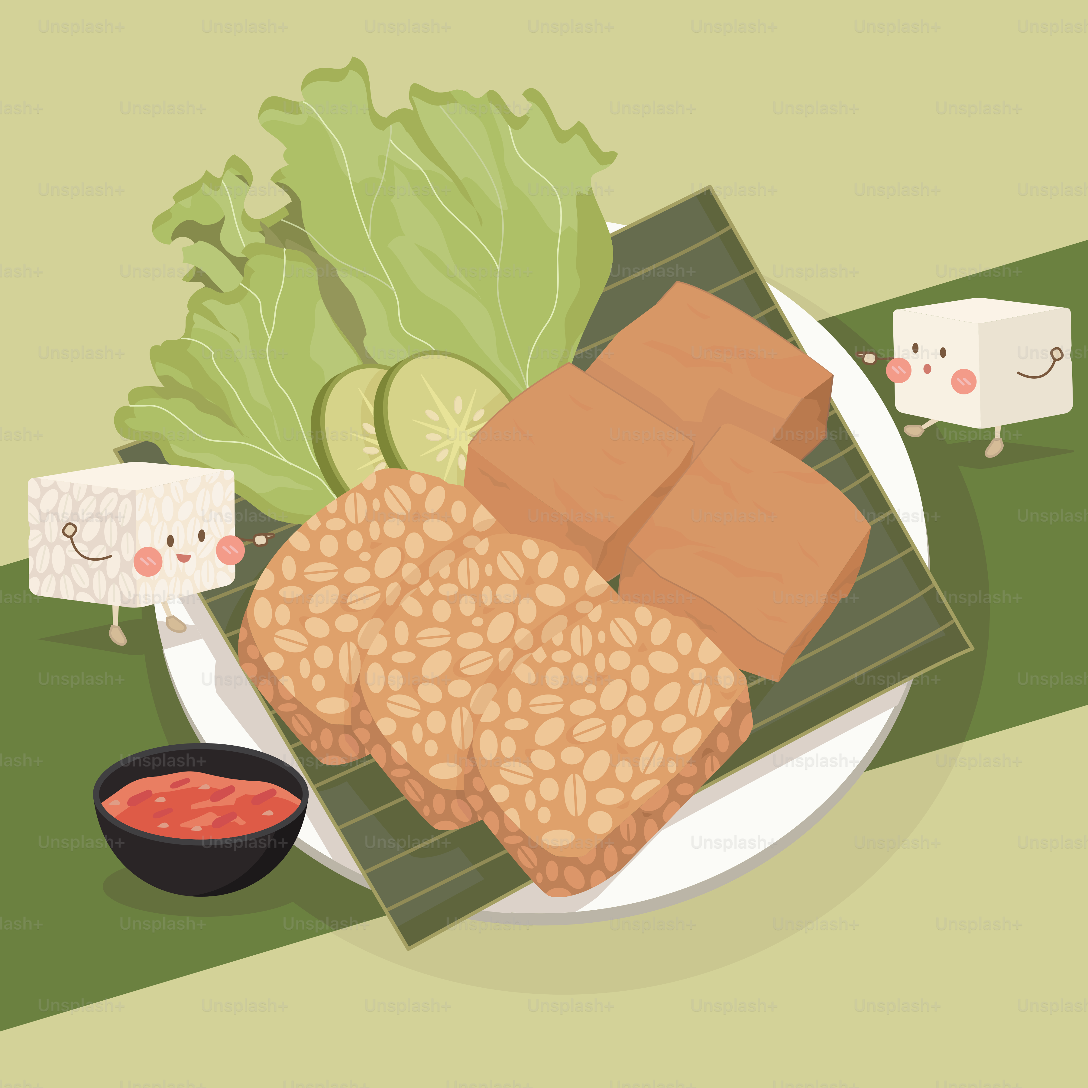 A plate of food on a green table cloth