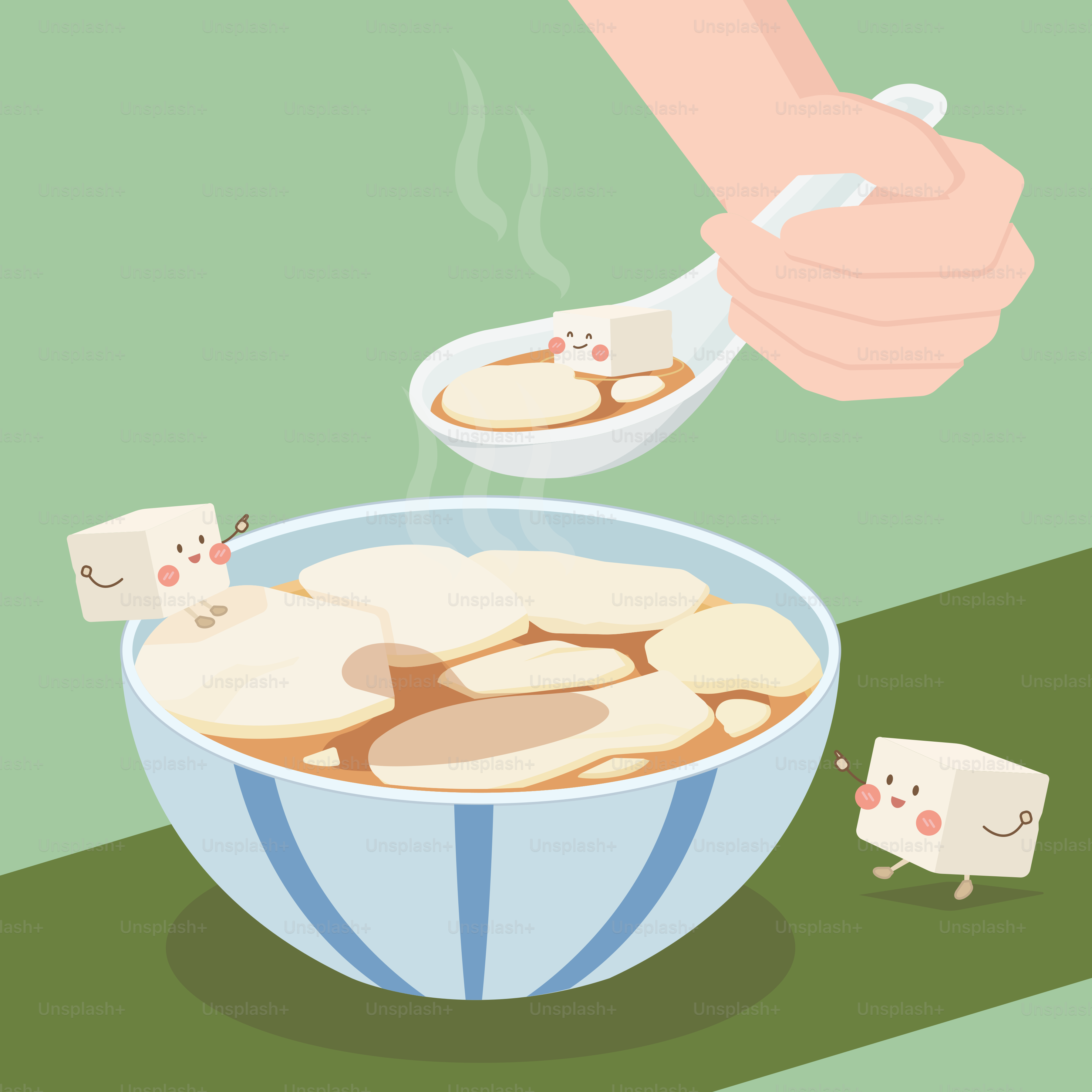 A bowl of food with a person holding a spoon