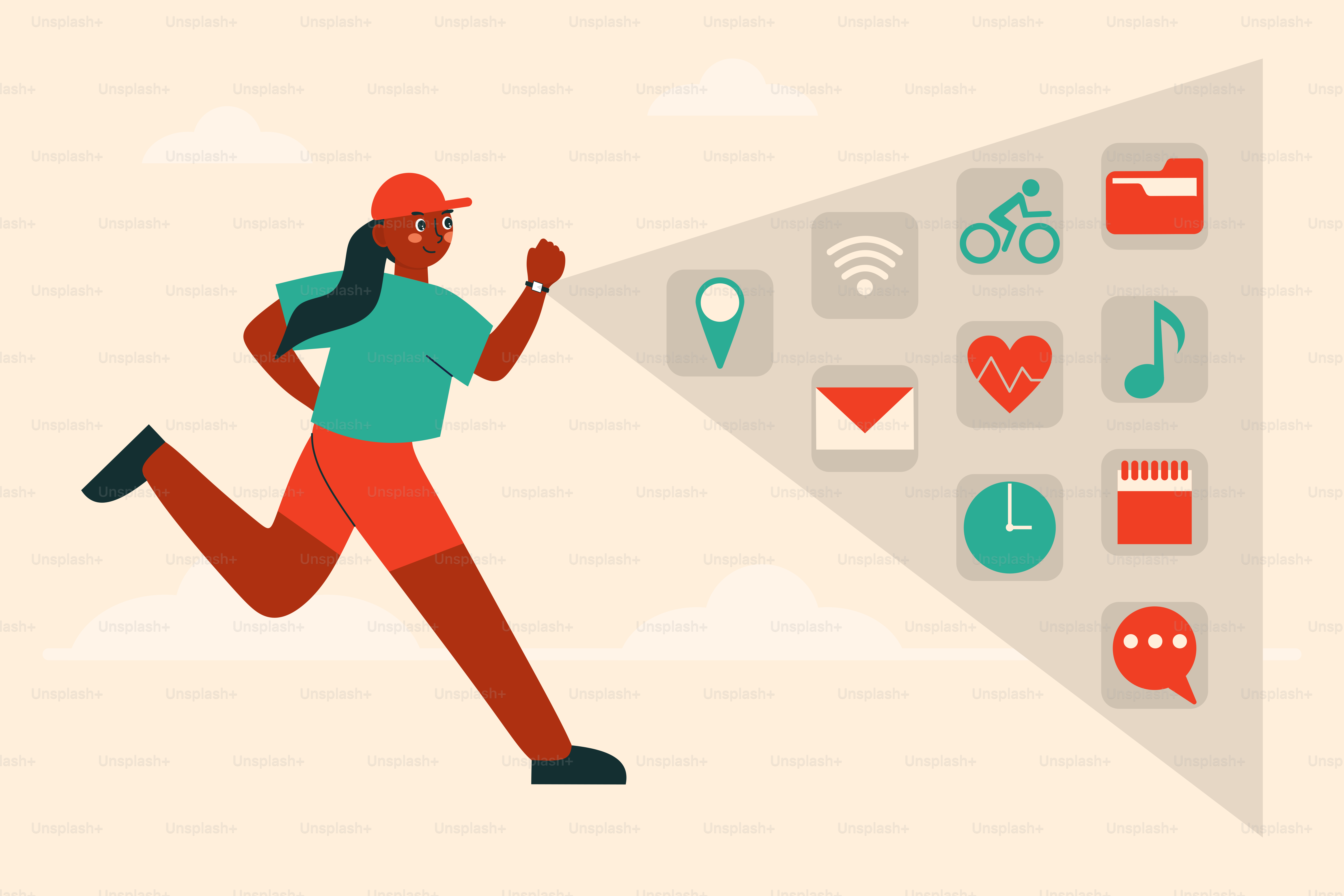 Un hombre corre con un teléfono en la mano