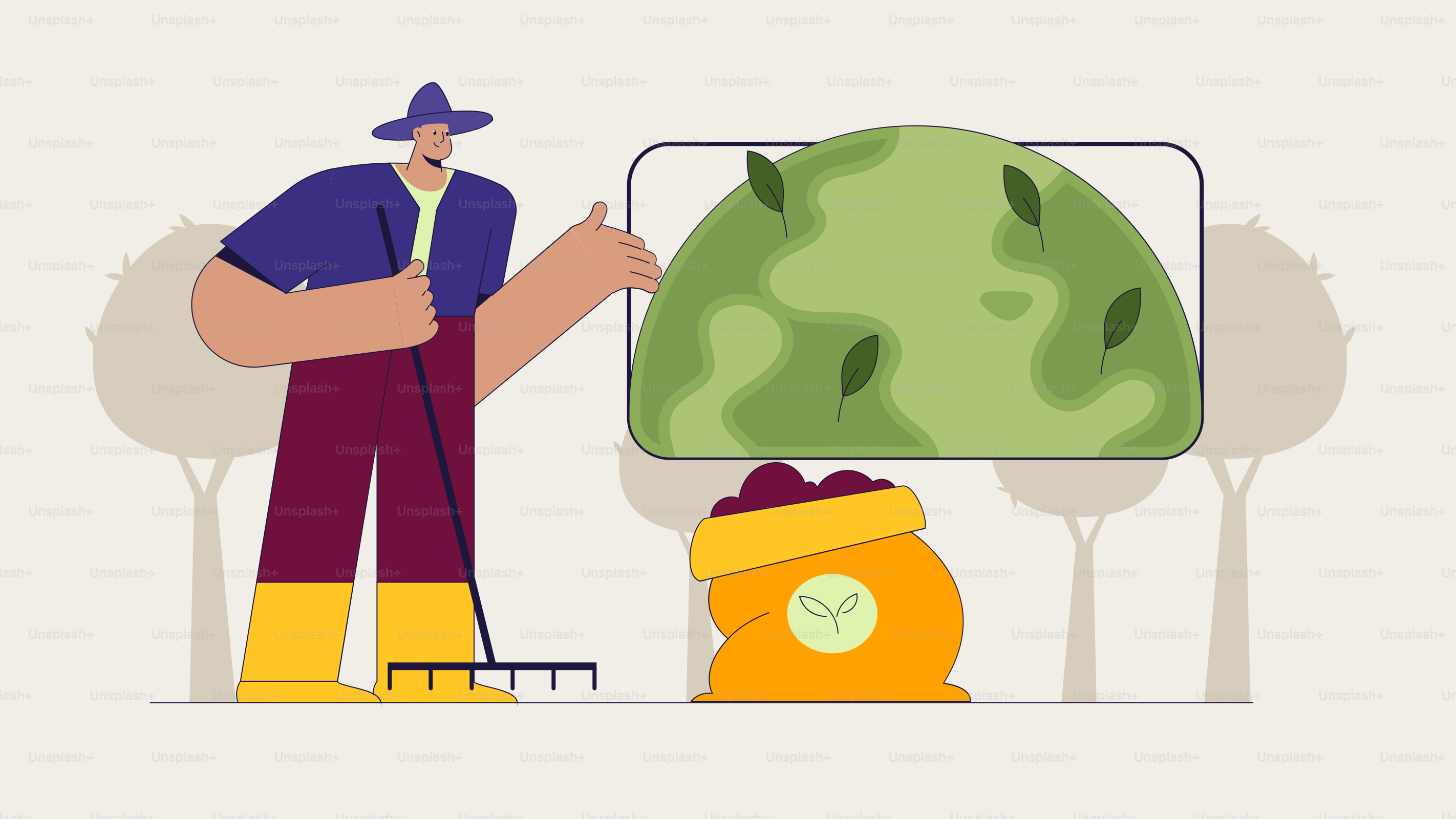 A man standing next to a bag of fruit