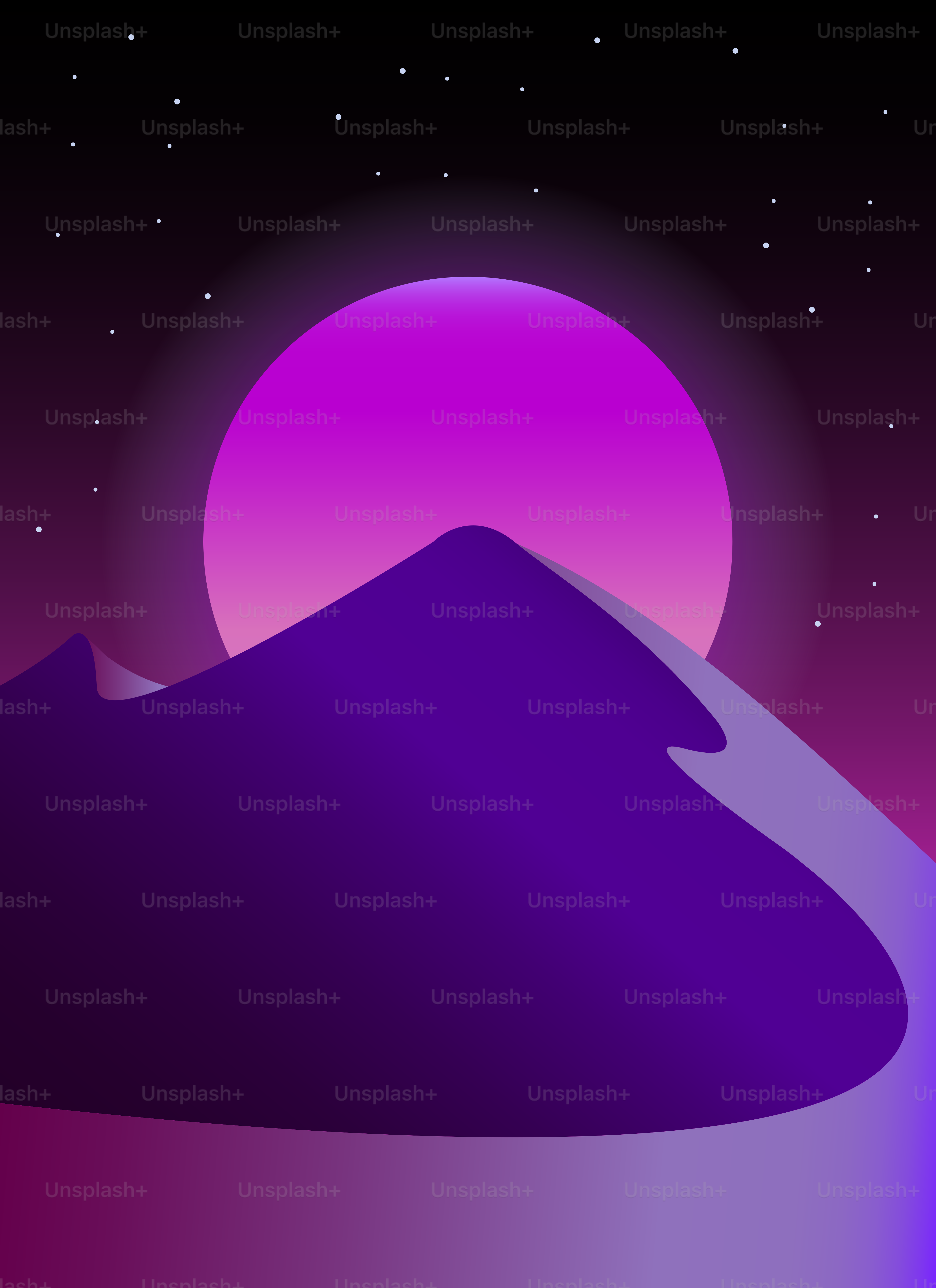 A night scene with a mountain and a full moon