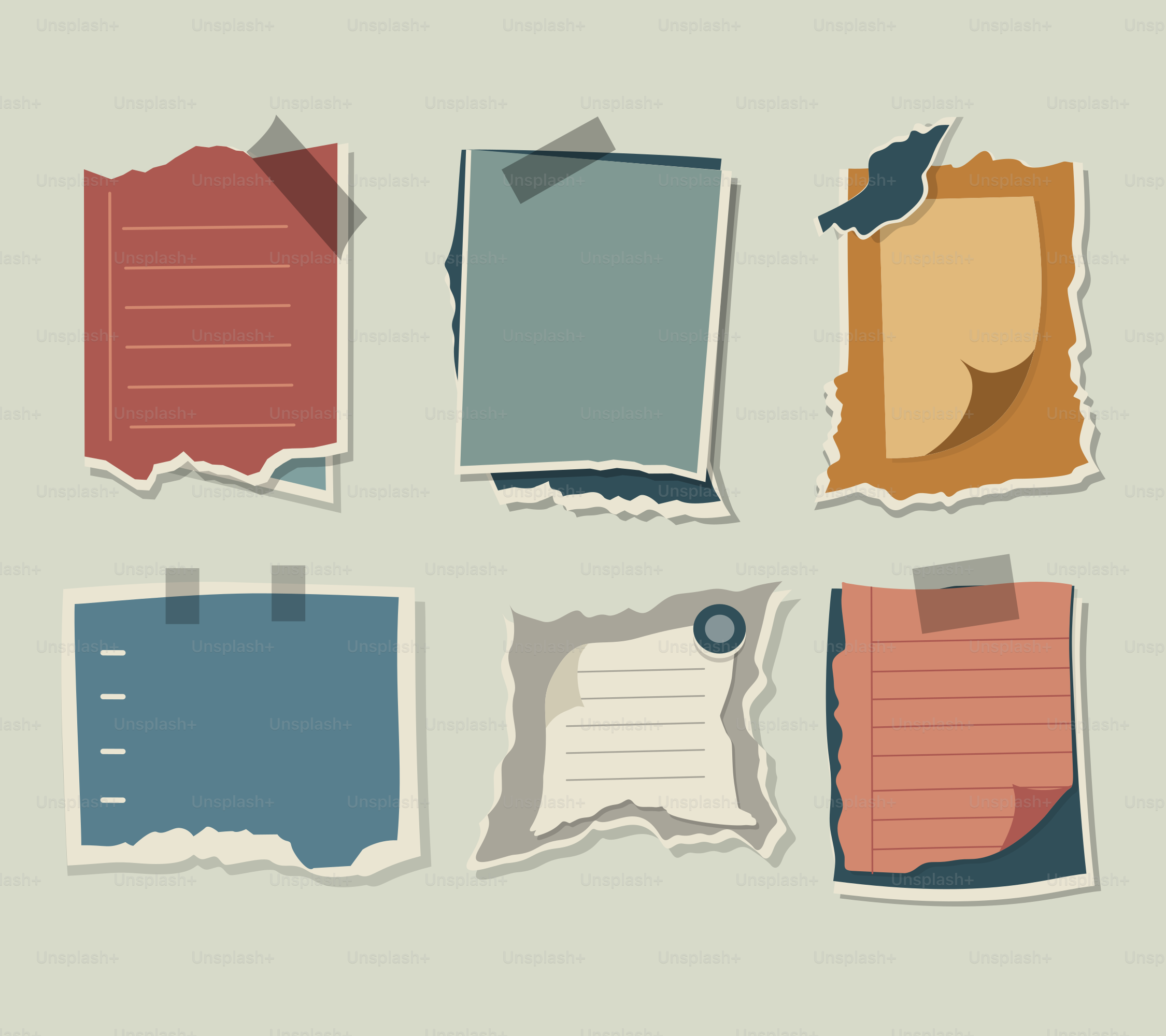 A set of torn paper with a hole in the middle