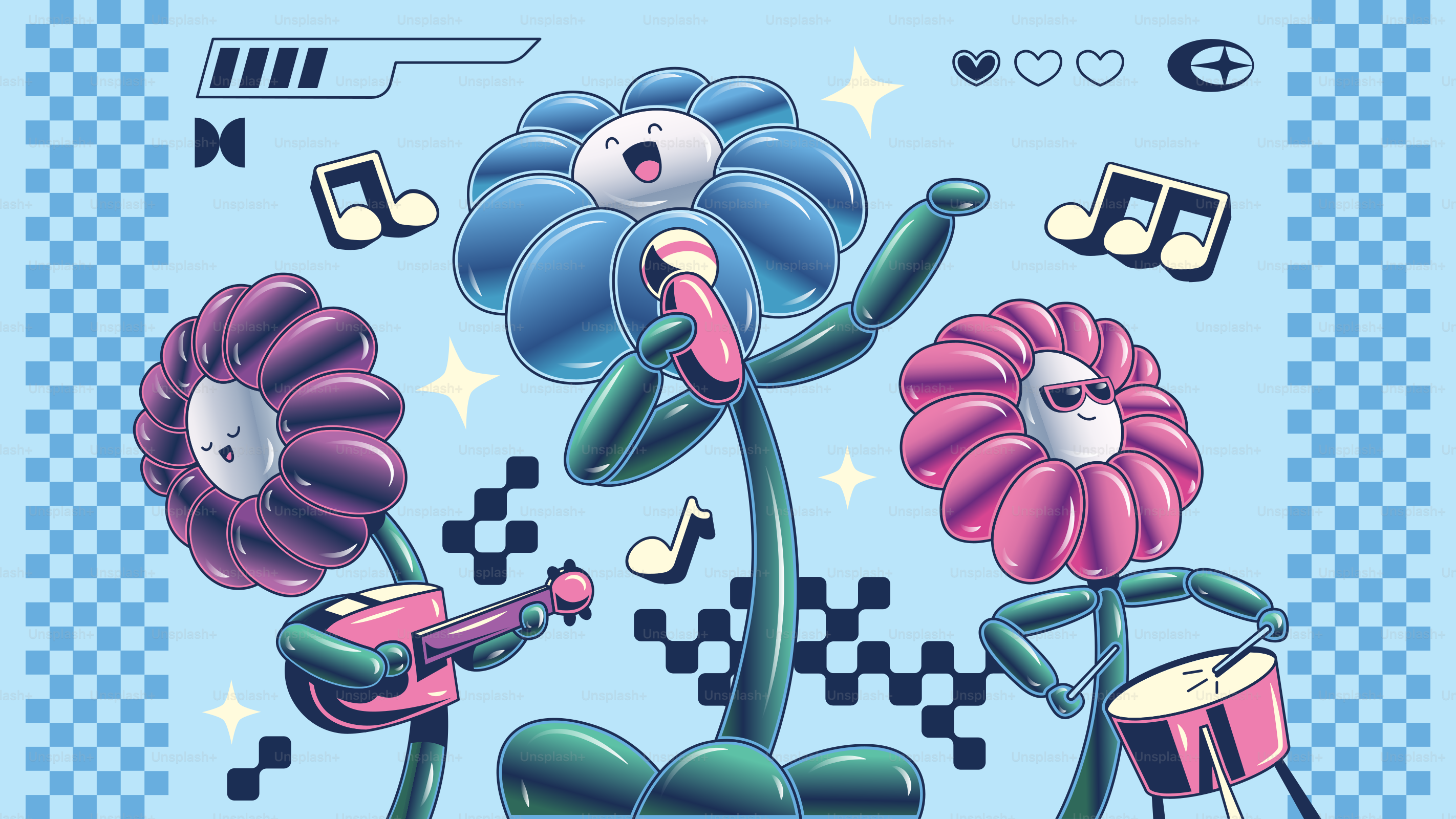 A picture of a cartoon character playing a musical instrument