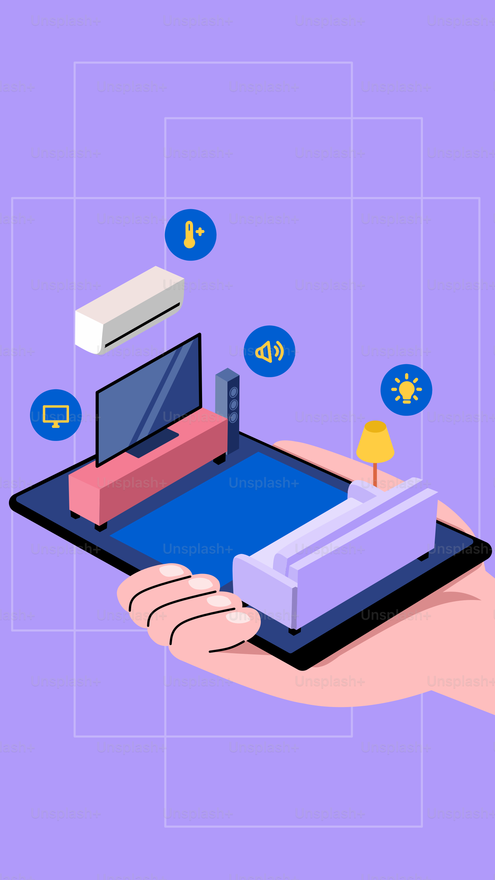 Una mano sosteniendo una tableta con un televisor encima