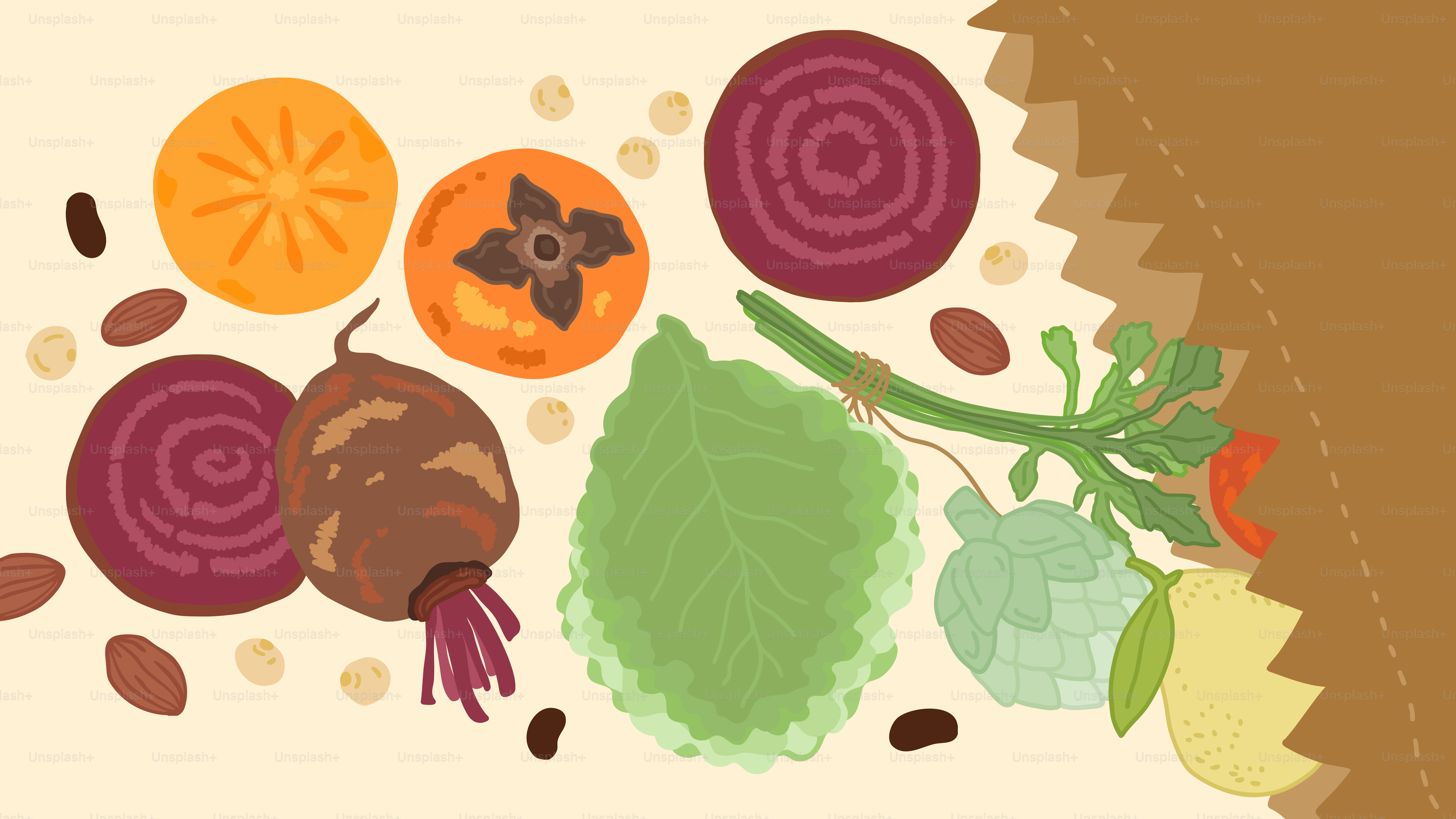 Um monte de frutas e vegetais diferentes em uma mesa