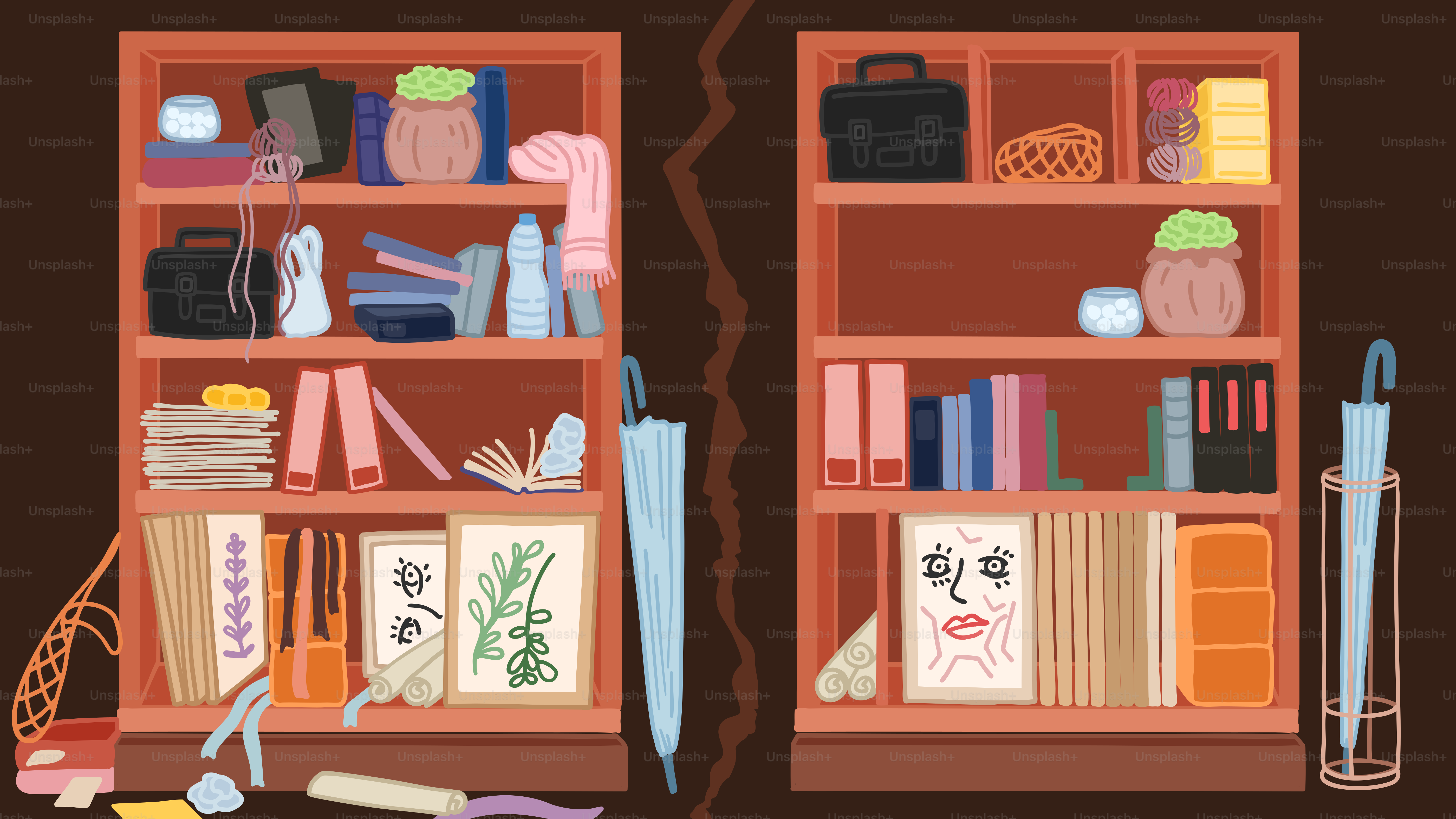 A book shelf with a bunch of books on it