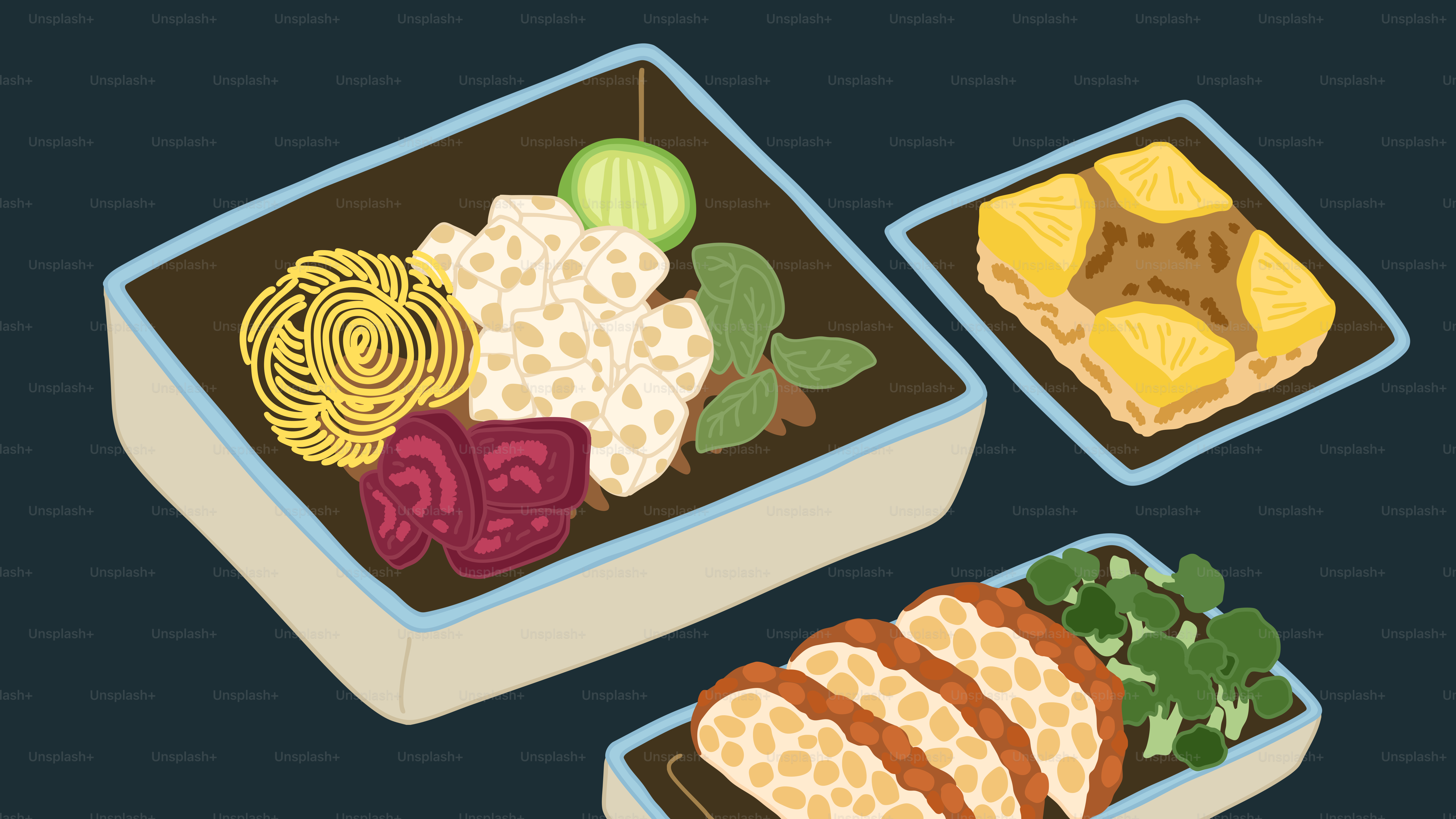 A couple of boxes filled with different types of food