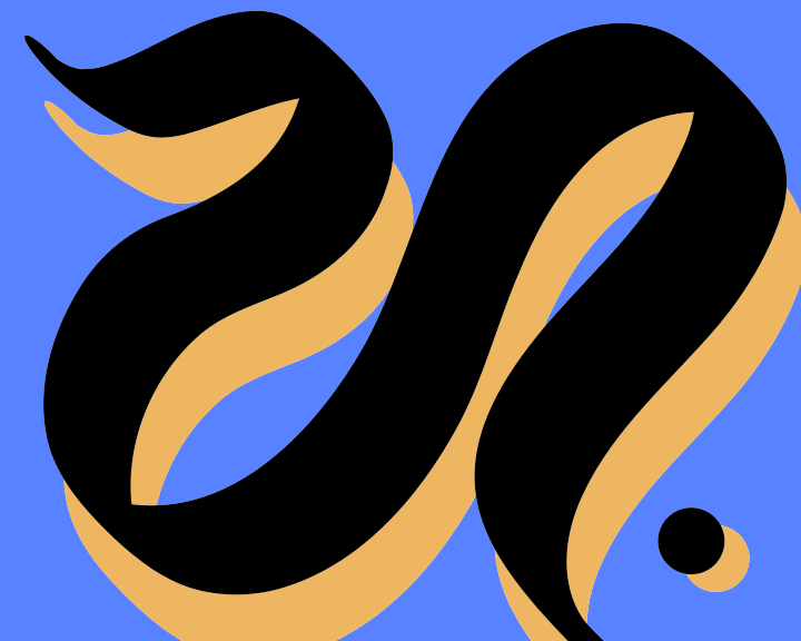 A blue and yellow logo with the letter s on it