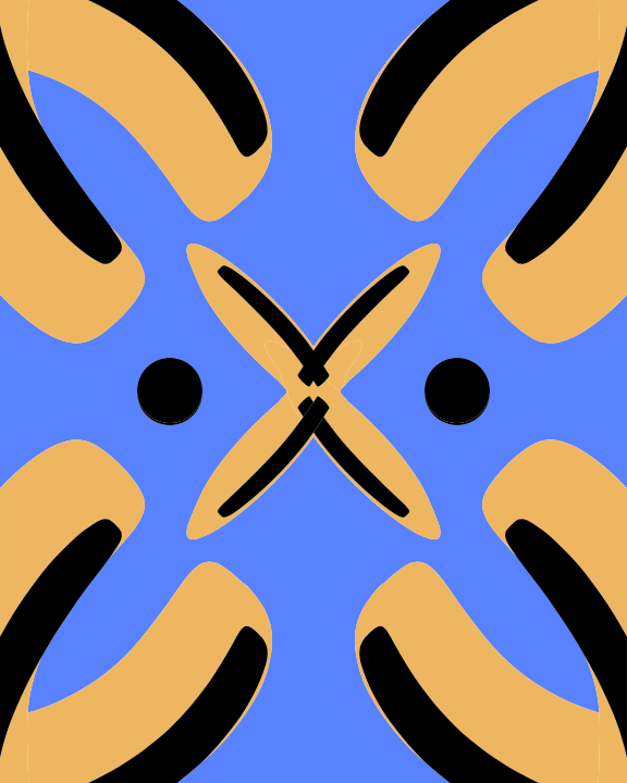 A picture of a blue and yellow design
