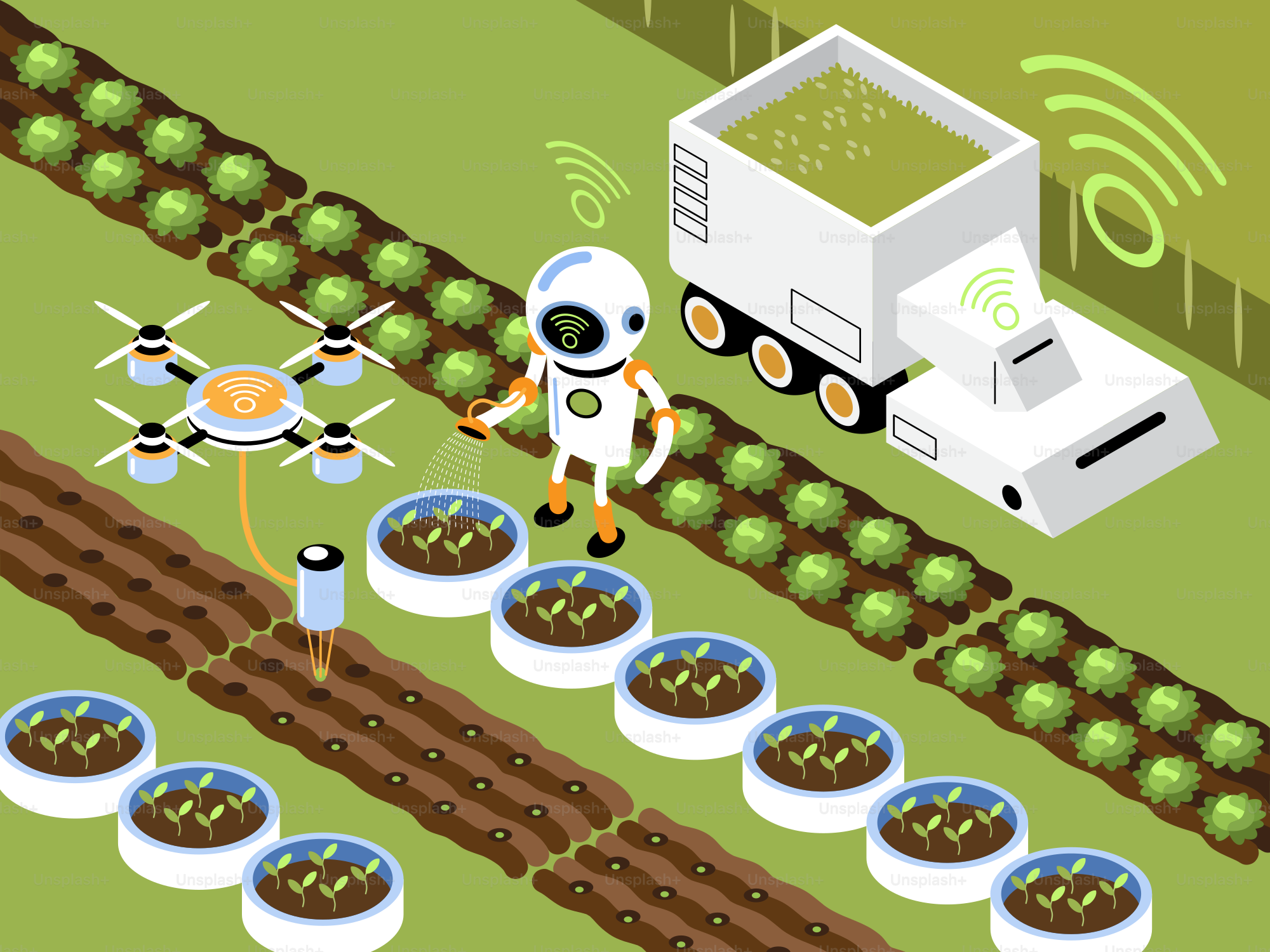 A man standing in front of a machine in a field