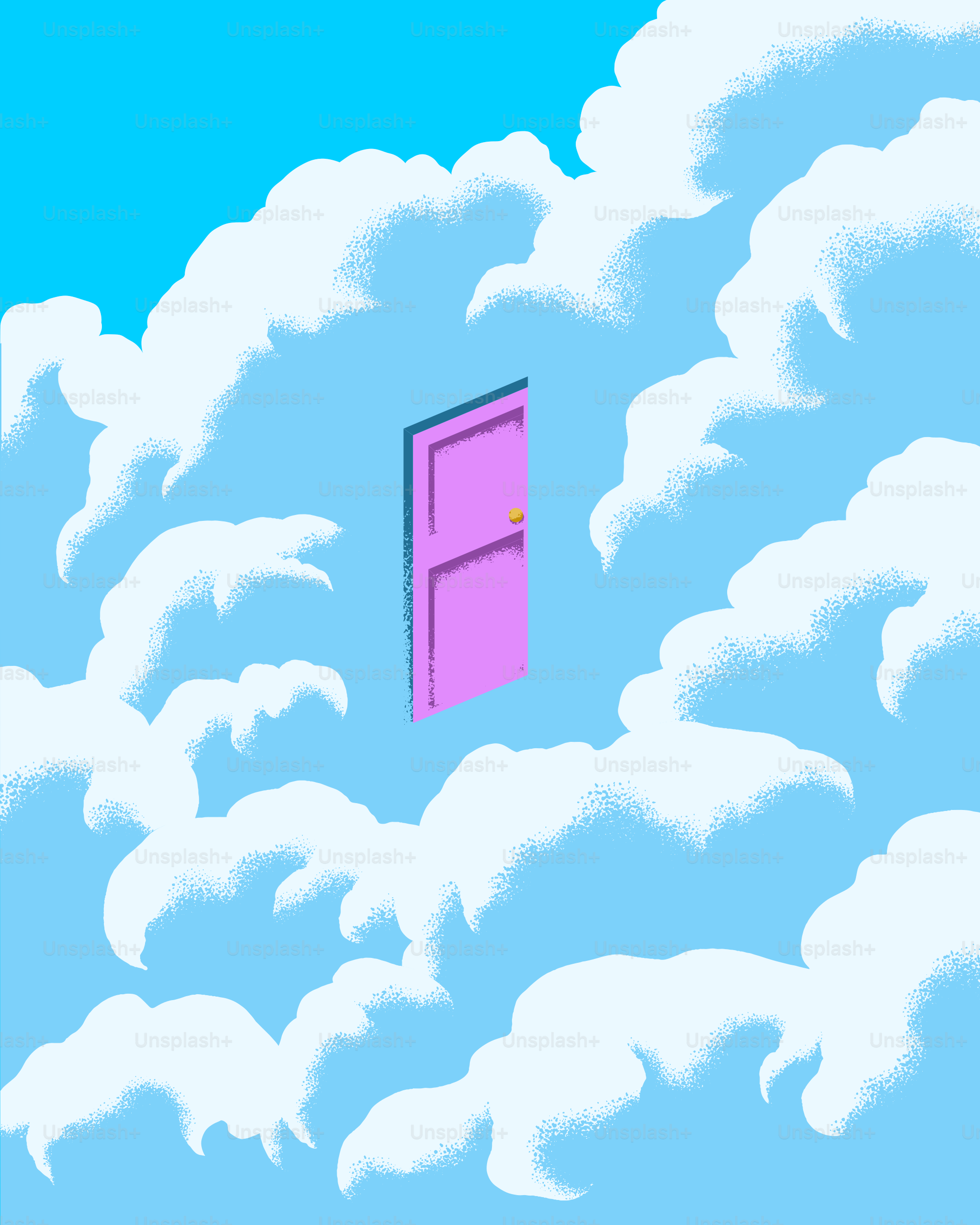 구름 속에 분홍색 문이 있습니다