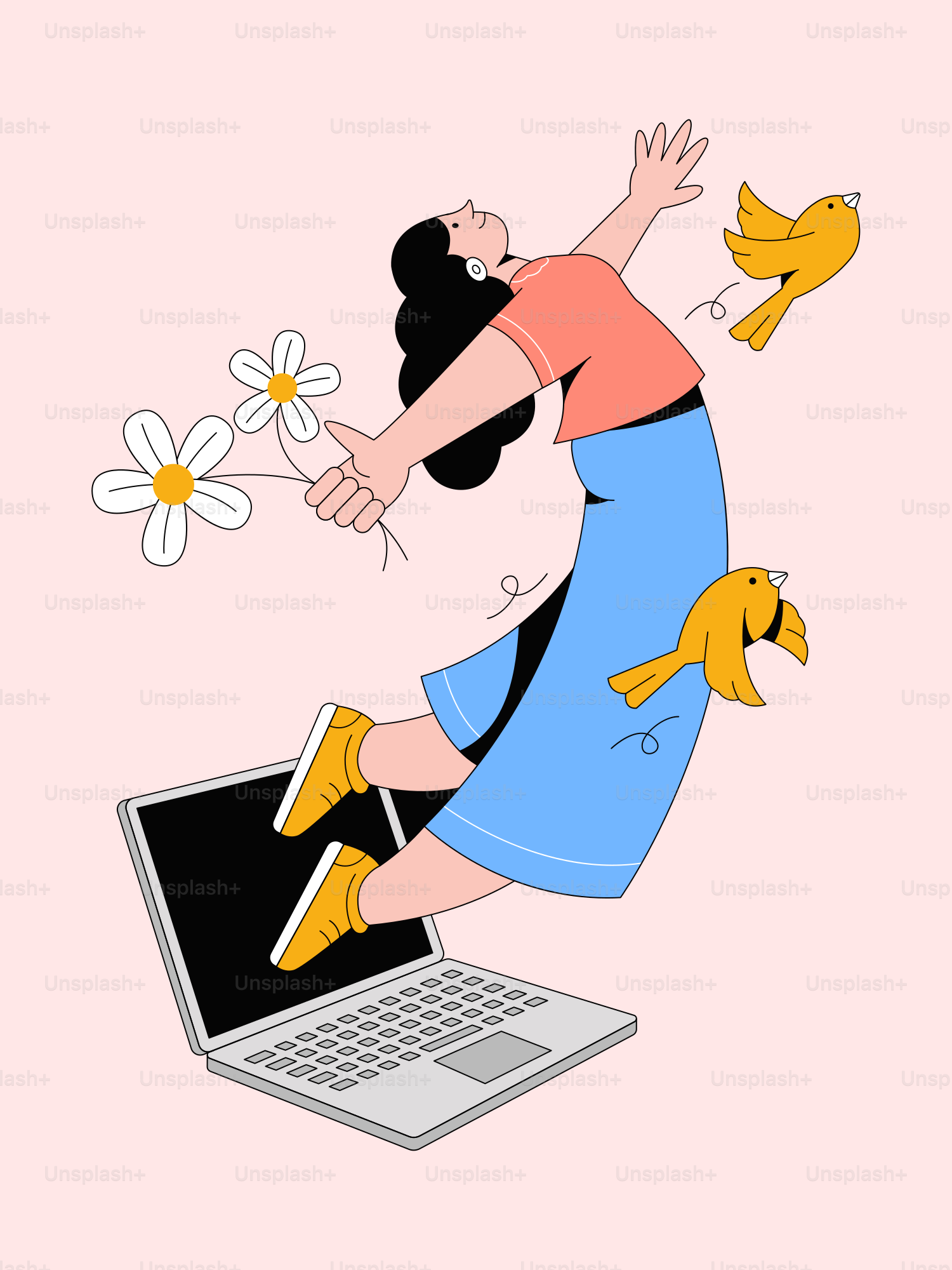 A woman sitting on top of a laptop computer