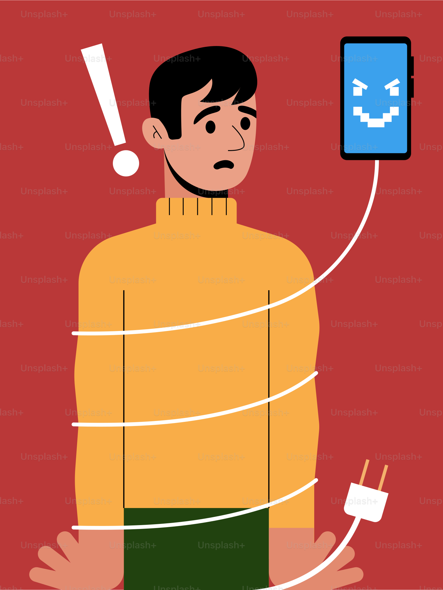 A man holding a smart phone with a smiley face on it