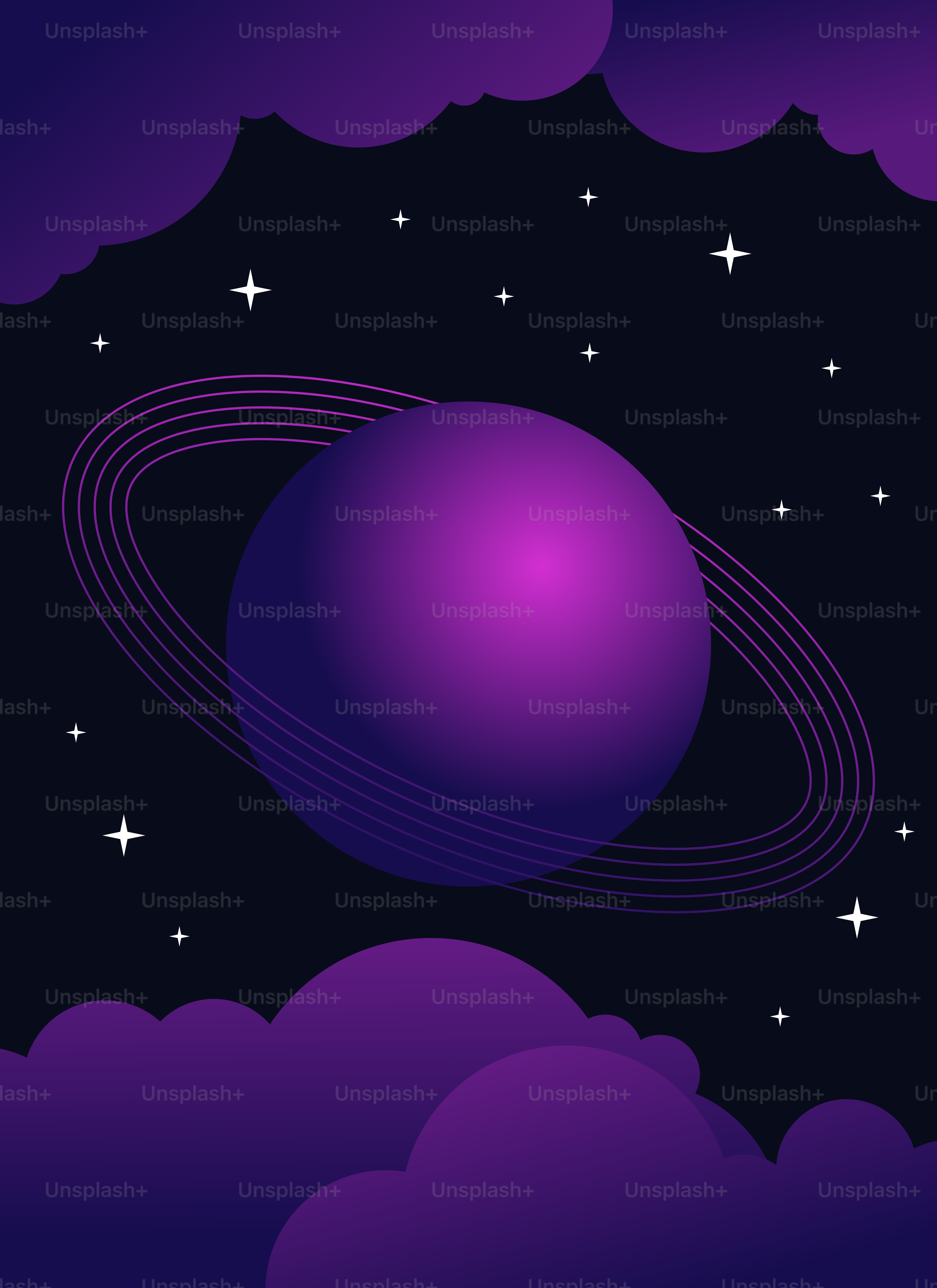 An image of a purple planet in the sky