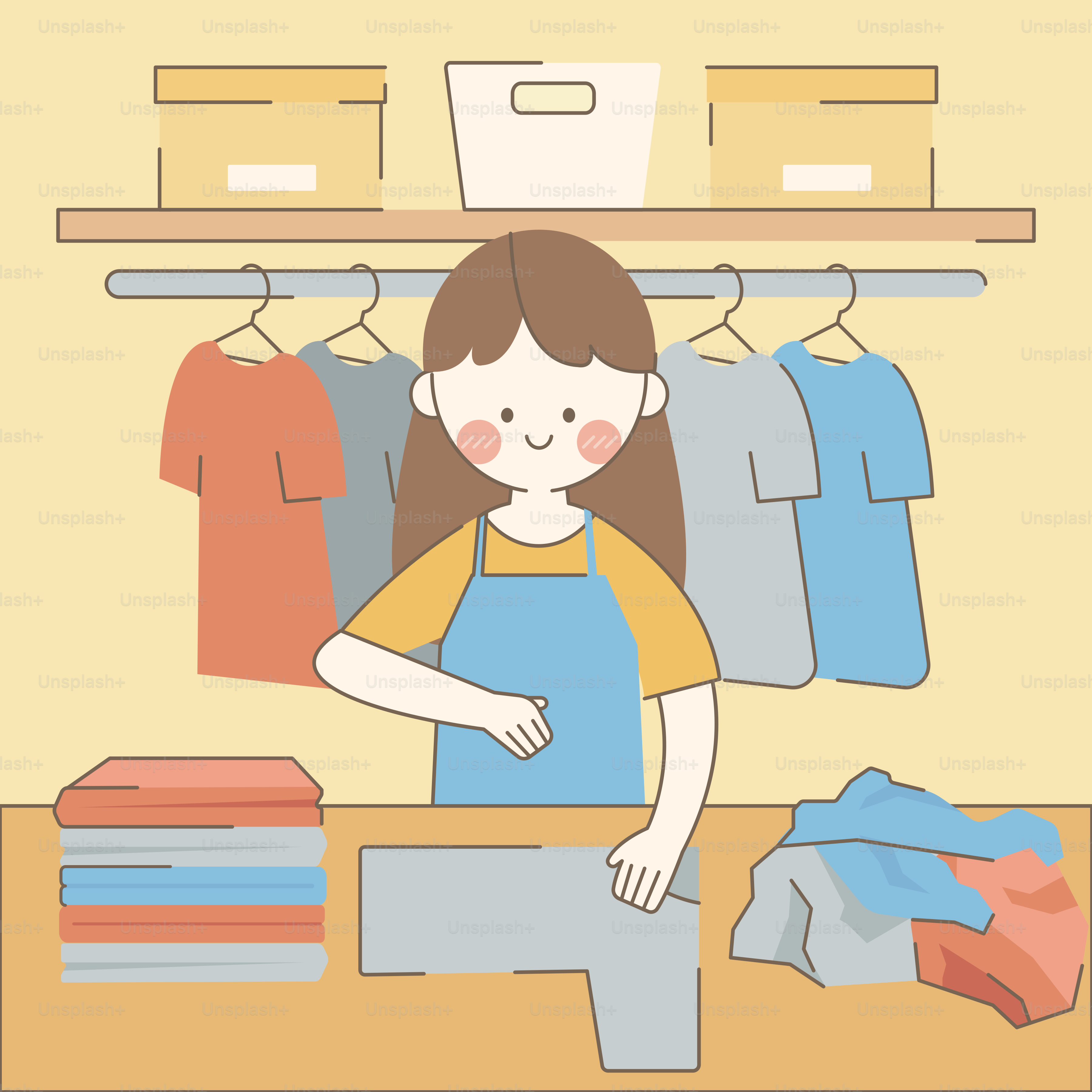 A woman standing in front of a closet filled with clothes