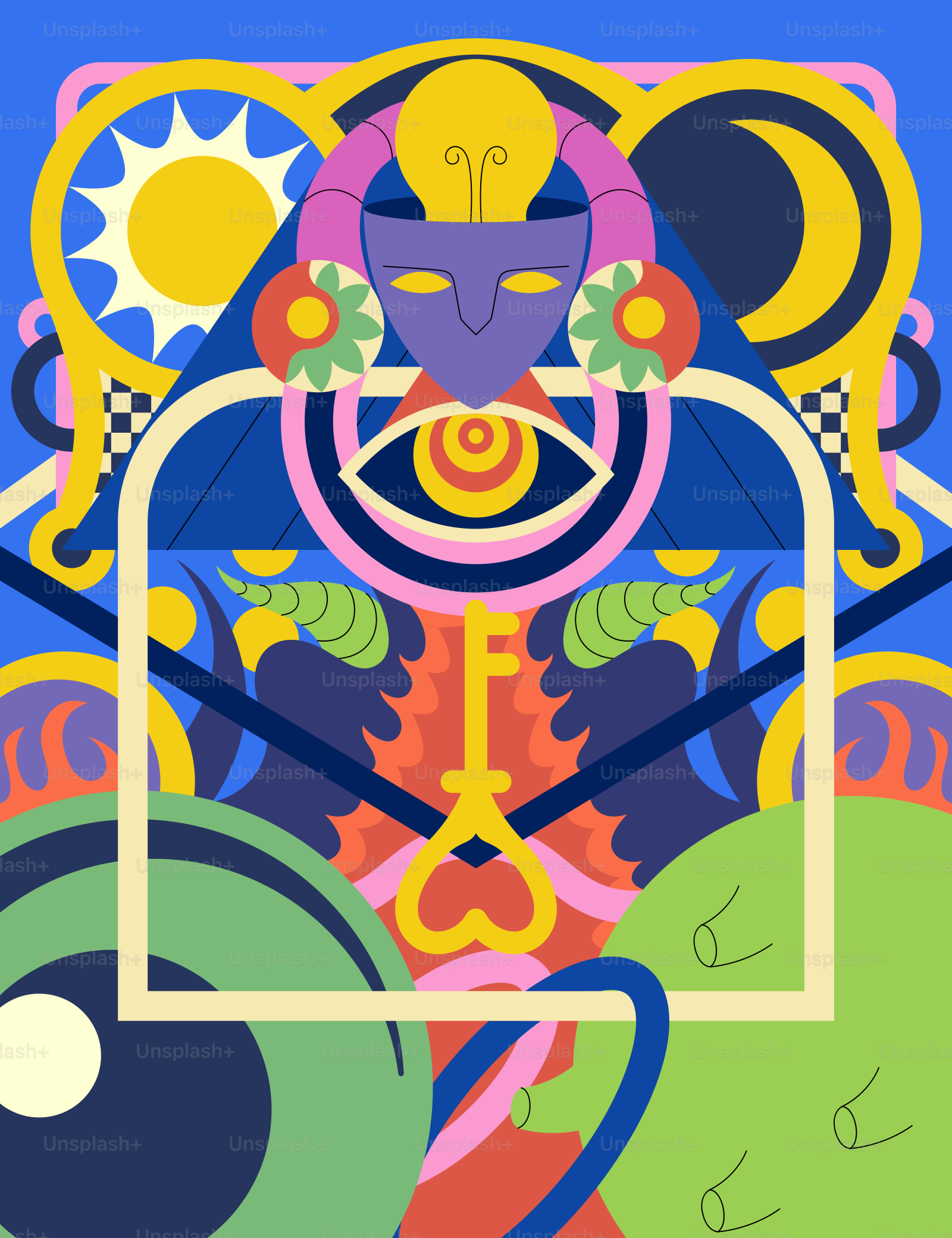 A poster with a picture of a man and a clock