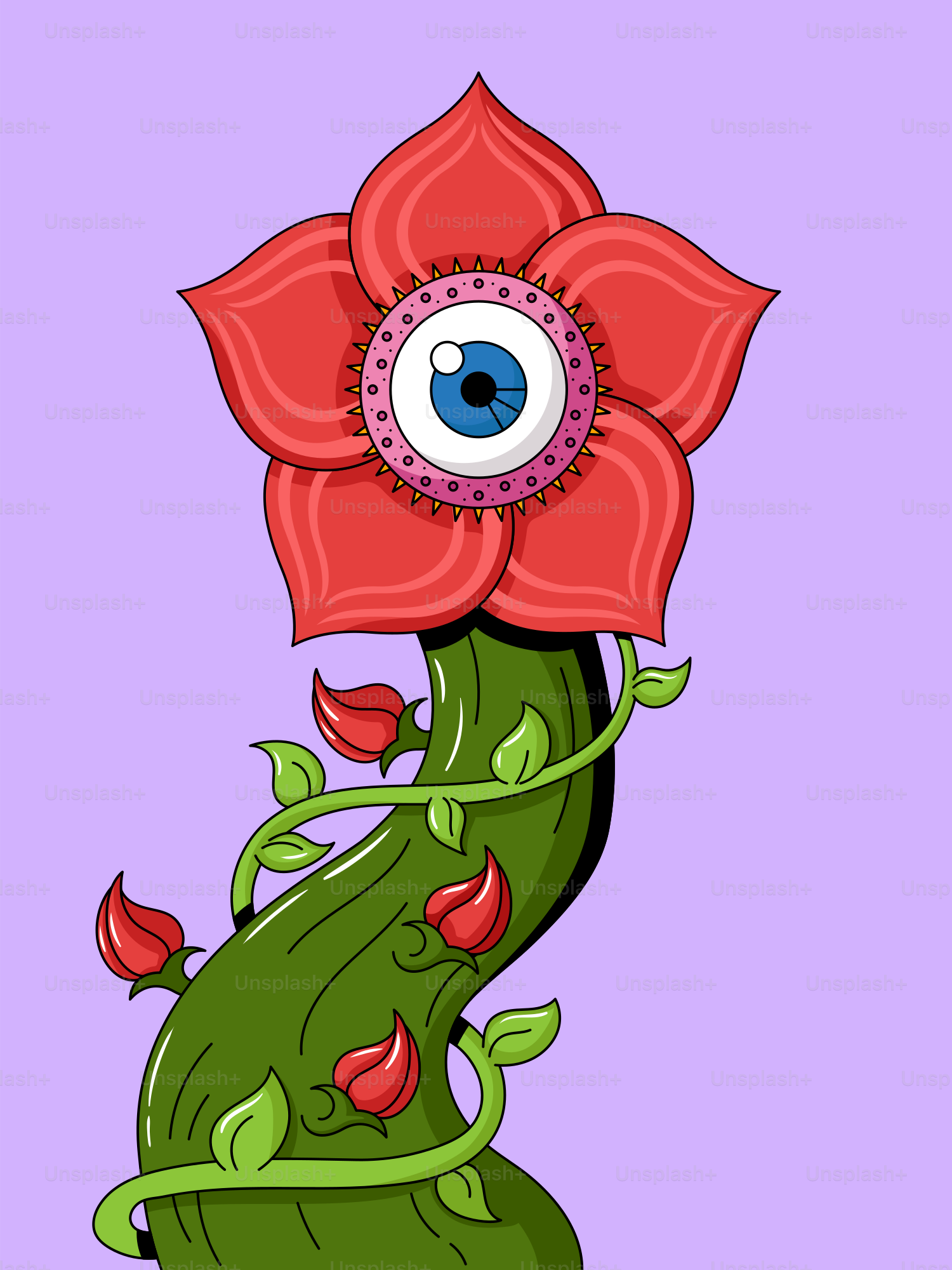 A flower with an evil eye on it