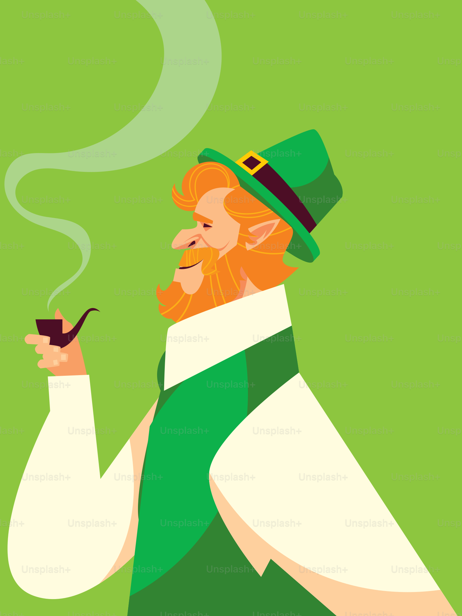 A st patrick's day poster with a man smoking a pipe
