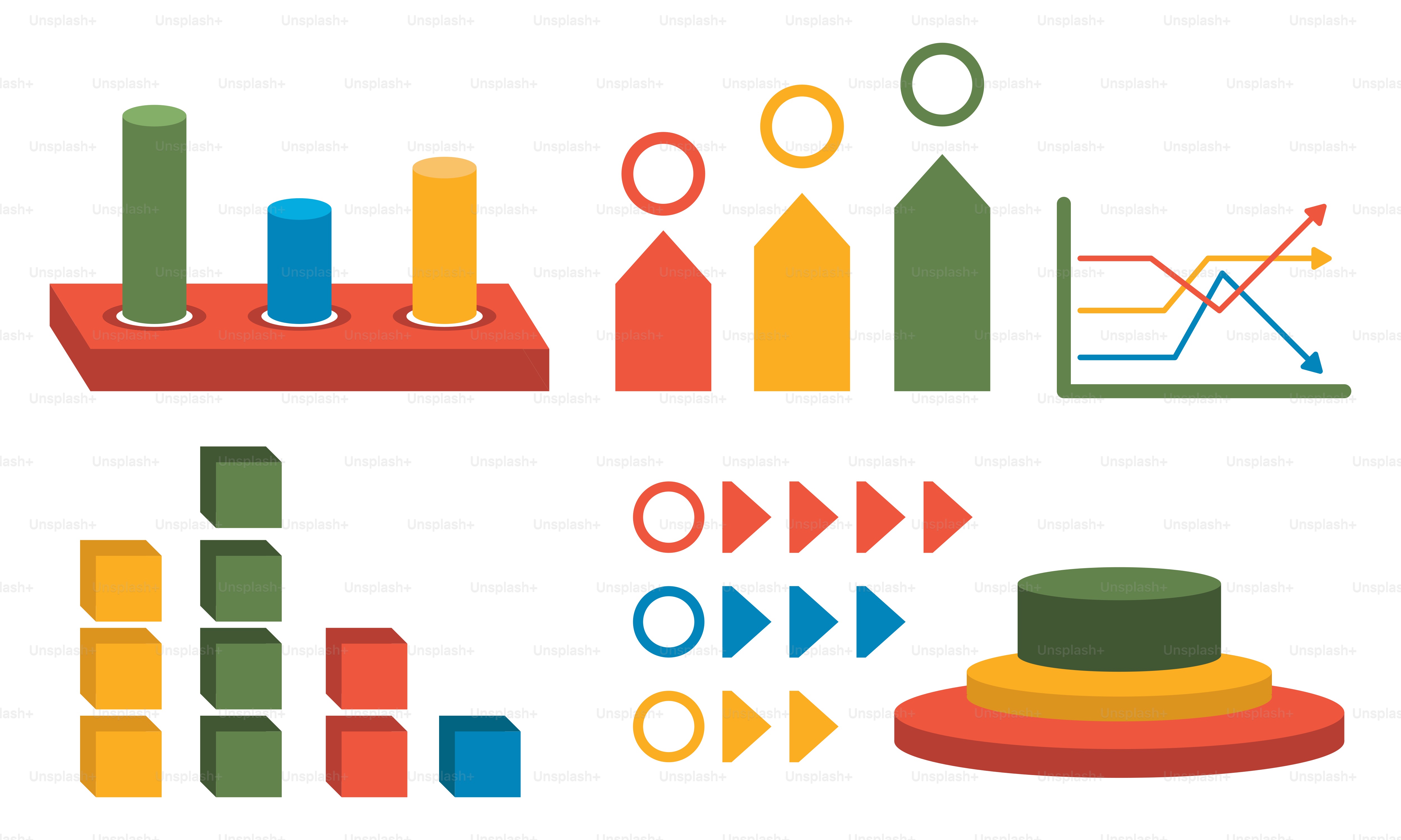 A set of colorful flat design elements