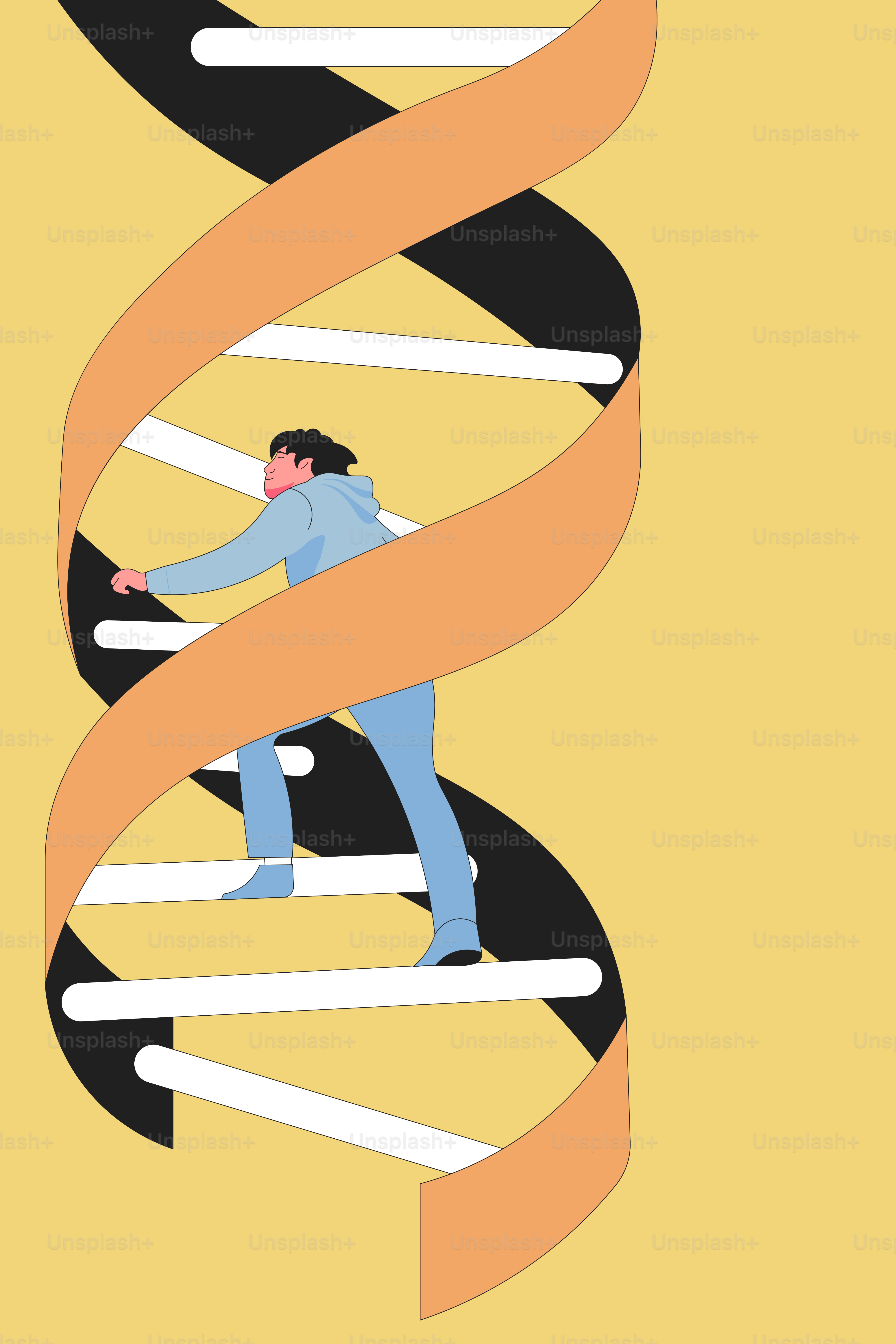 Ein Plakat eines Mannes, der eine Wendeltreppe hinaufsteigt