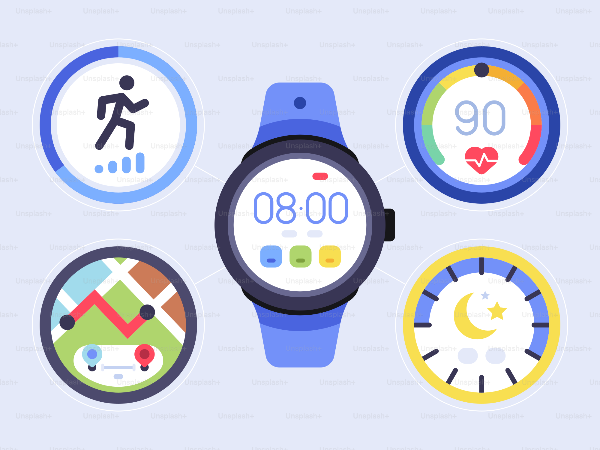 Une montre avec différentes icônes dessus